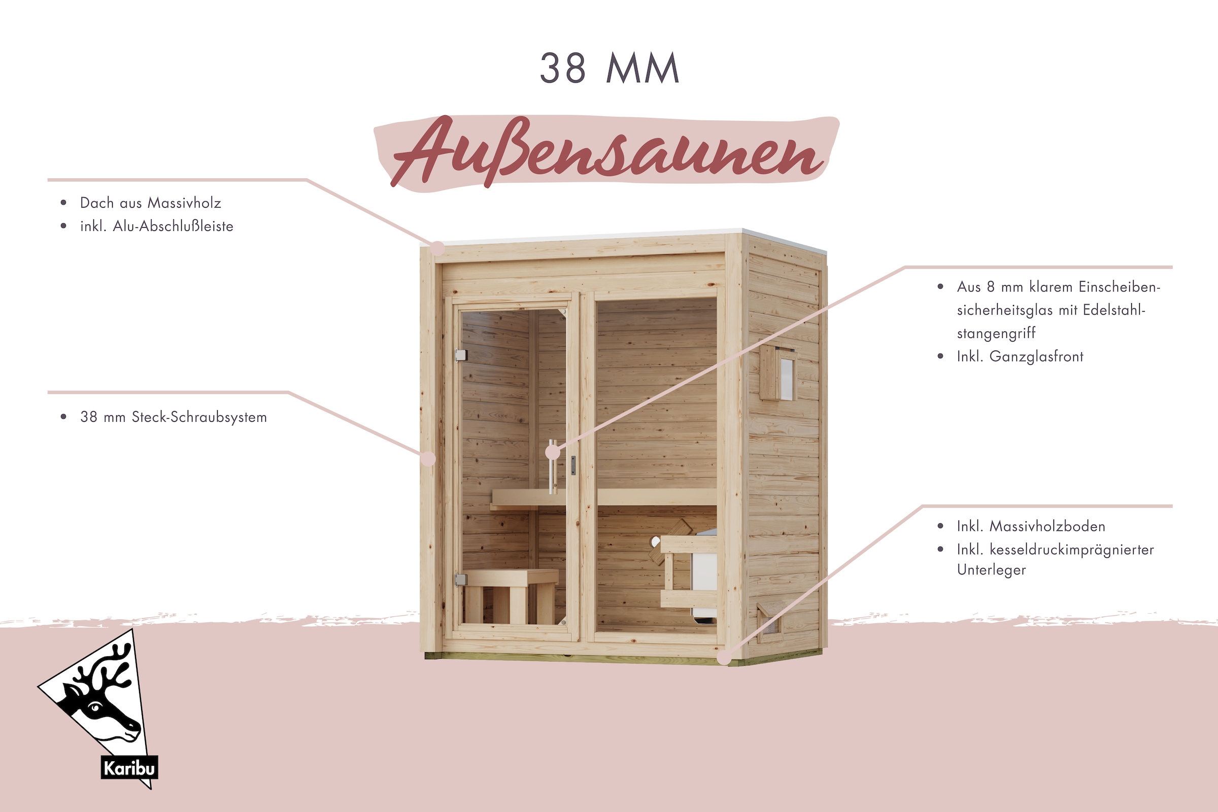 Karibu Saunahaus »Micore 1« verschiedene Varianten