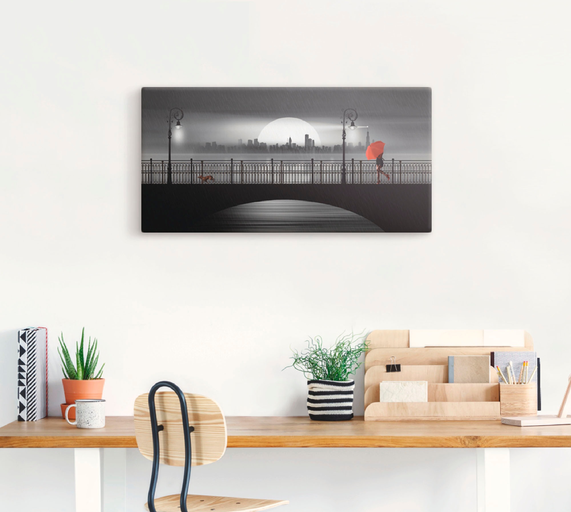 Artland Wandbild »Die Brücke im Regen«, Brücken, (1 St.), als Leinwandbild, Poster in verschied. Größen