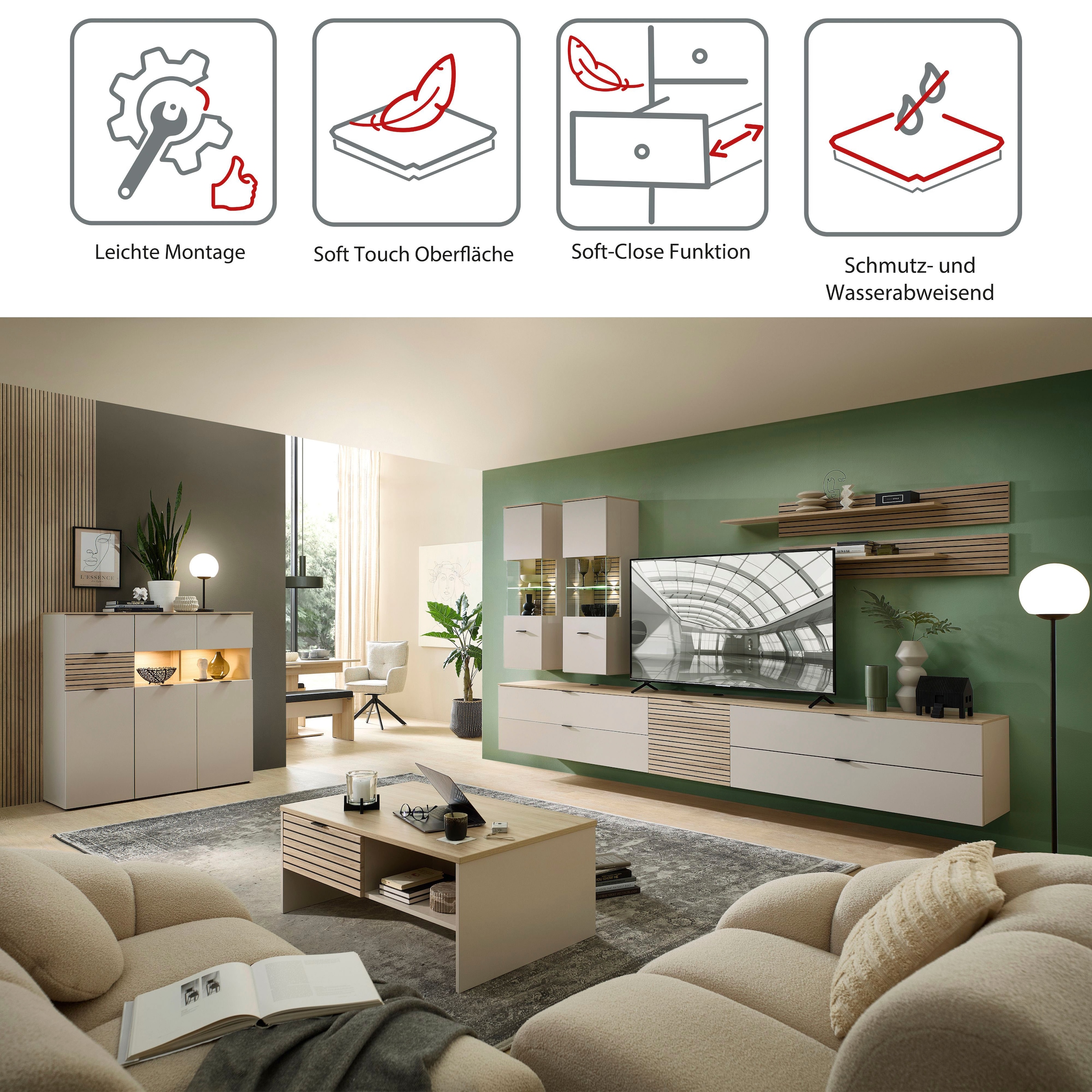 Innostyle TV-Schrank »INA TV-Lowboard, 60 x 51 x 44 cm (B/H/T)« 1 Stk. tlg. stehend/hängend verwendbar, 1 türig, Softclose
