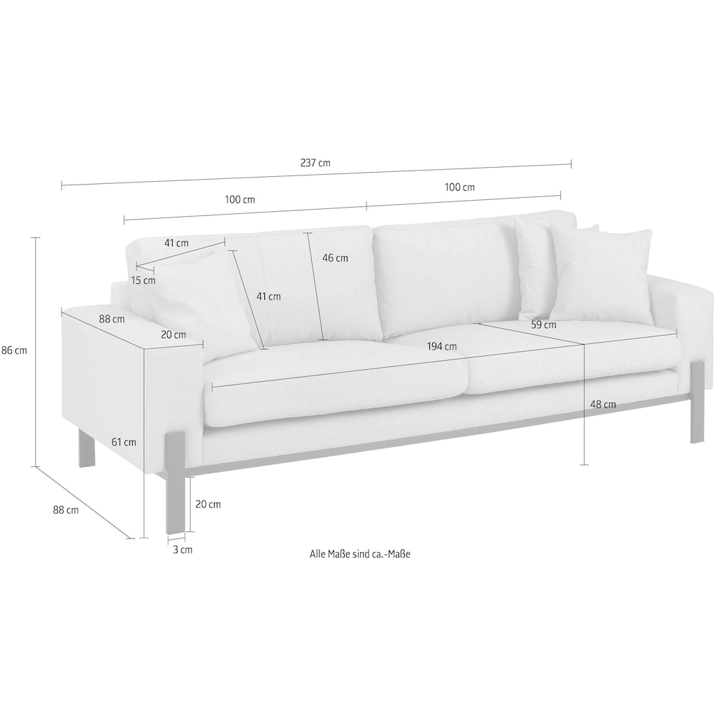 OTTO products 3-Sitzer »Ennis«, Verschiedene Bezugsqualitäten: Baumwolle, recyceltes Polyester