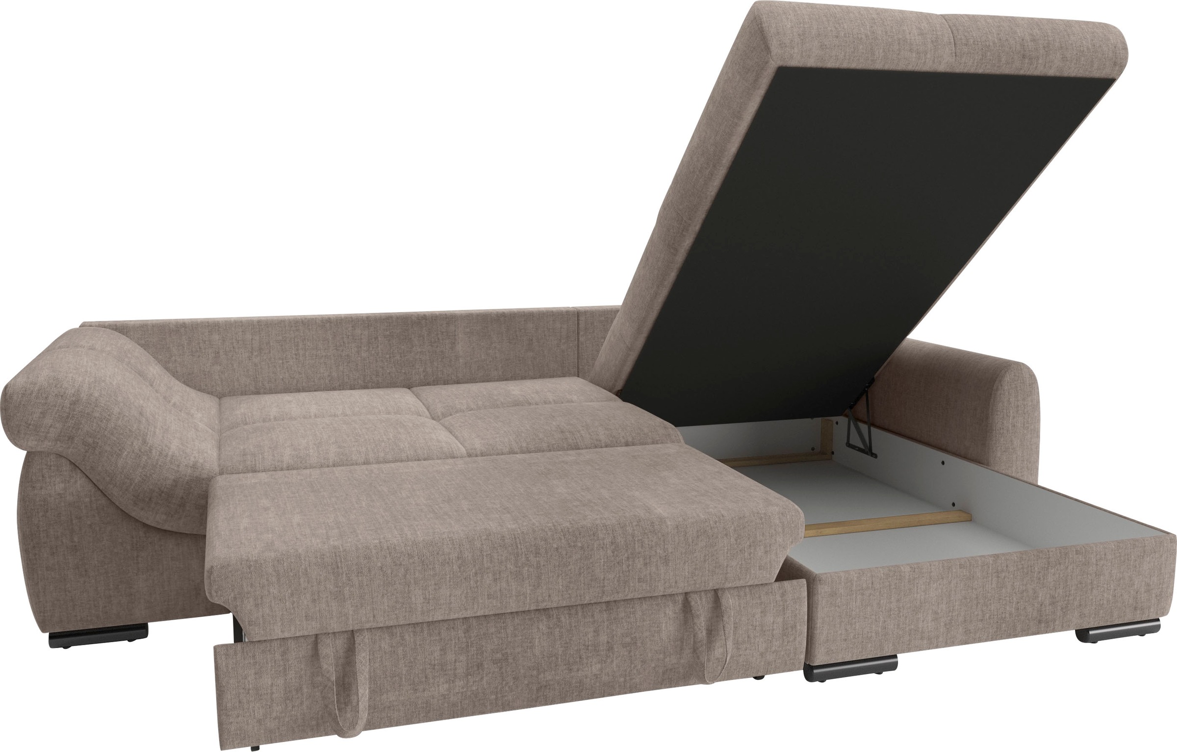 Mr. Couch Ecksofa »Livorno DuraFlex L-Form«, inkl. Hochschläfer-Bettauszug, XL-Bettkasten weiß beschichtet