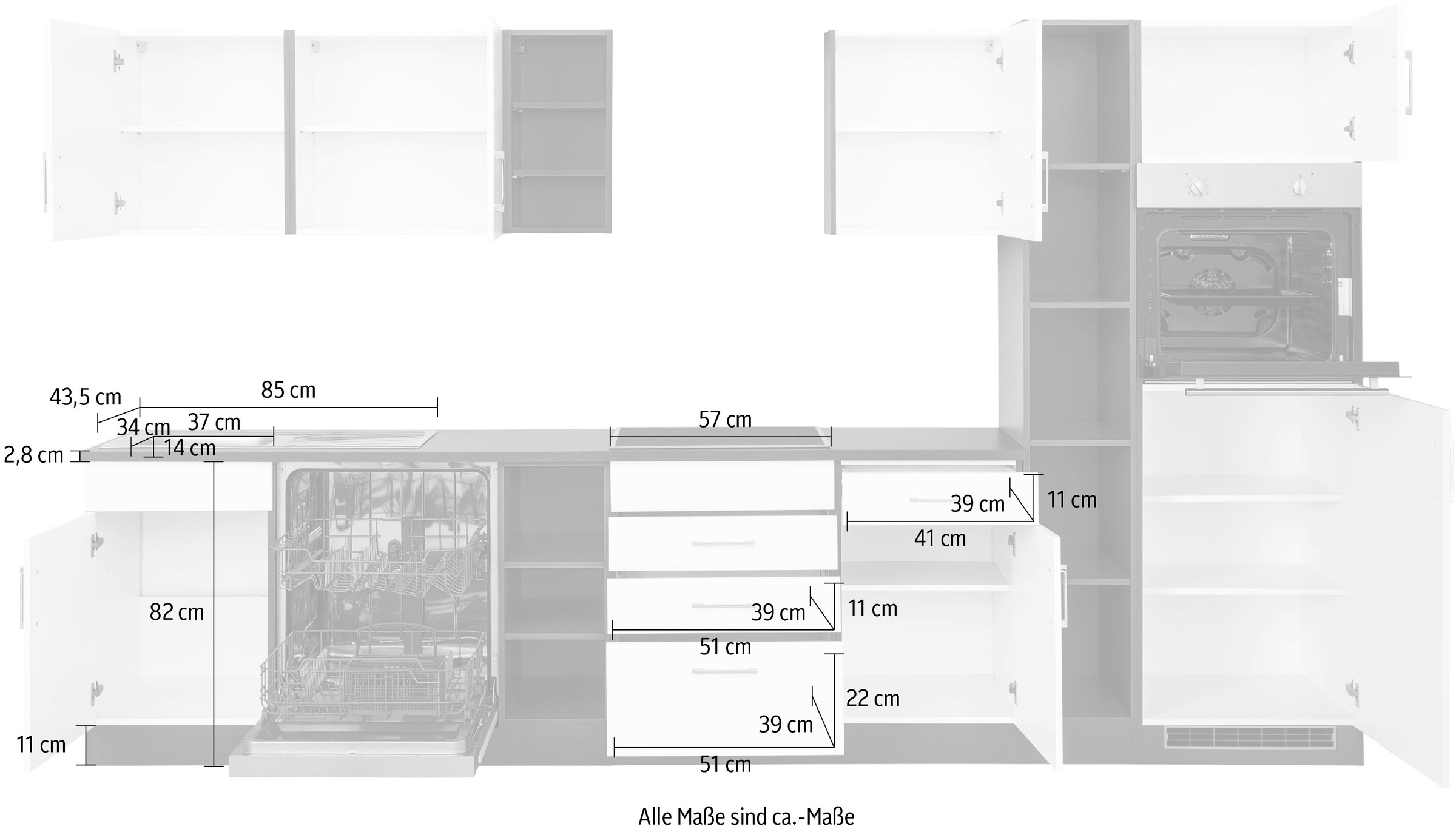 KOCHSTATION Küchenzeile »KS-Paris – Küchen mit einzigartigen Fotomotiven auf den Fronten« ohne E-Geräte, Breite 340 cm