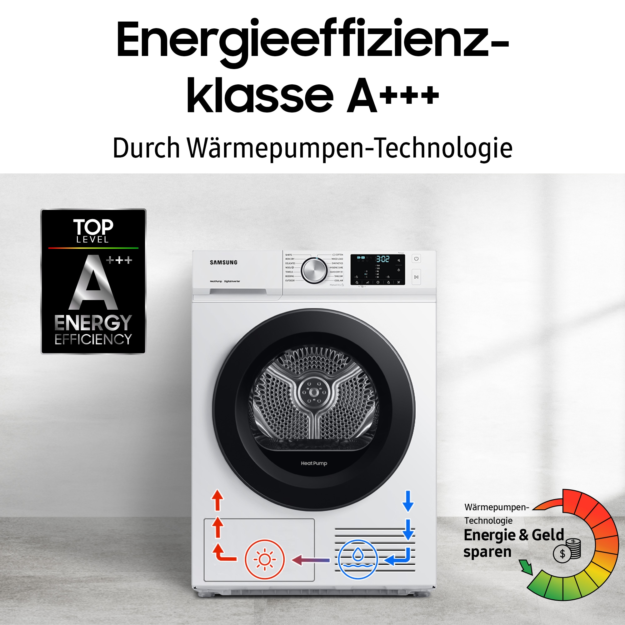 Samsung Wärmepumpentrockner »DV81CGC2B0AE«, DV5000C, 8 kg, Air Refresh & Hygiene-Programm