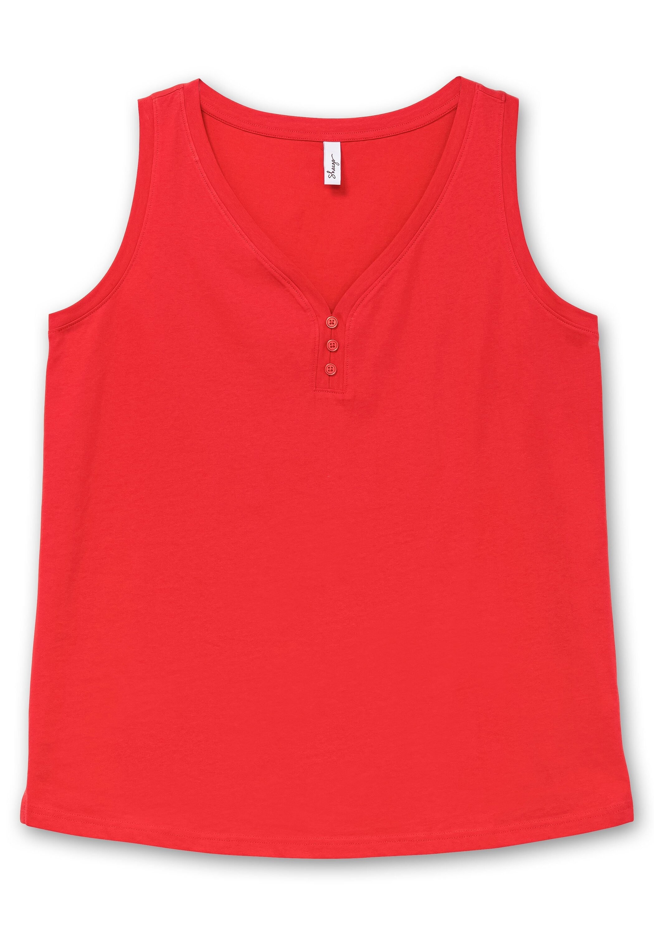 Sheego Tanktop »Tanktop mit V-Ausschnitt und Zierknopfleiste«