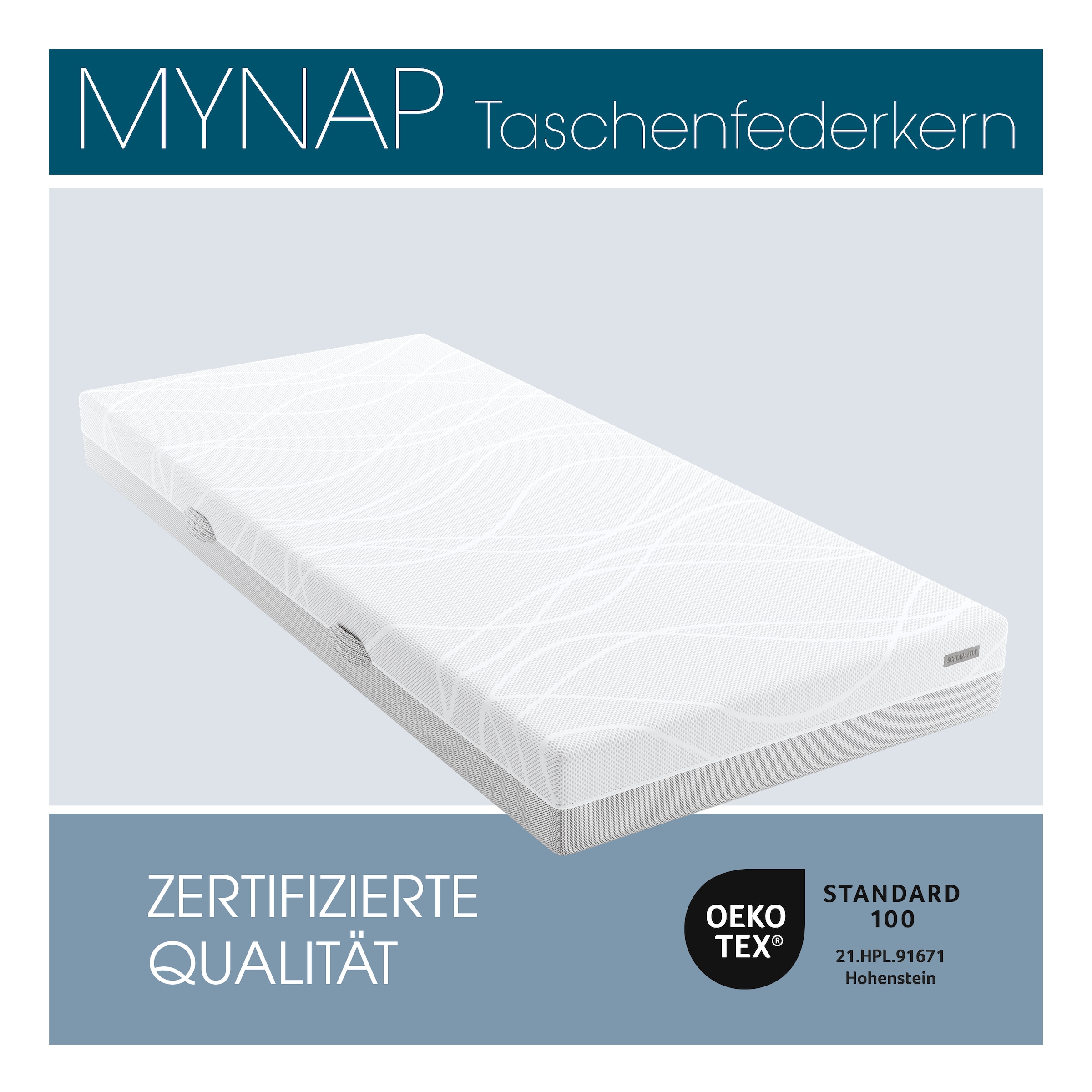 Schlaraffia Taschenfederkernmatratze »myNap Premium Matratze,Testsieger Stiftung Warentest 10/2023, Note 1,6« 19 cm hoch 500 Federn 1 Stk. tlg. Härtegrad 3, in 90x200 und weiteren Größen erhältlich!
