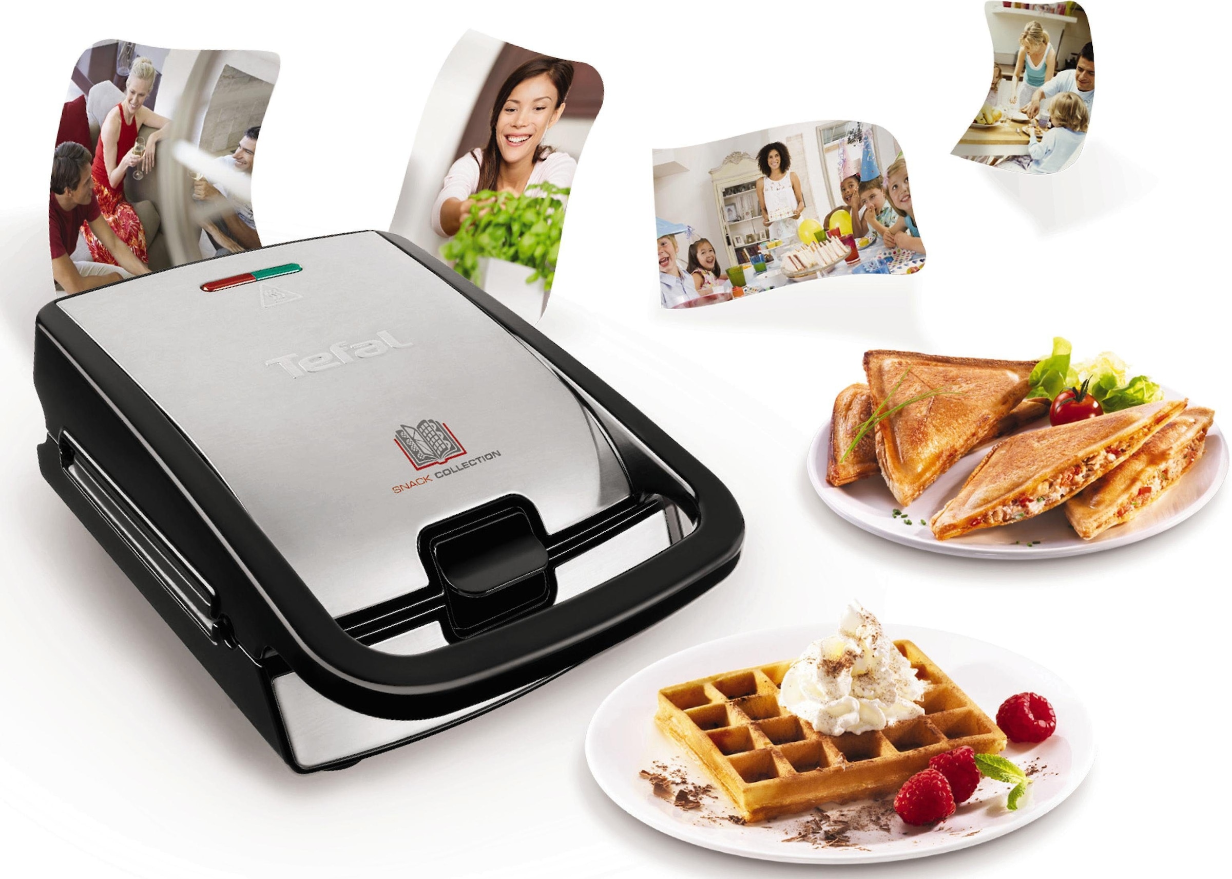 Tefal 2-in-1-Kombi-Waffeleisen »SW852D Snack Collection«, 700 W, antihaftbeschichte Platten, spülmaschinengeeignet, viele Funktionen