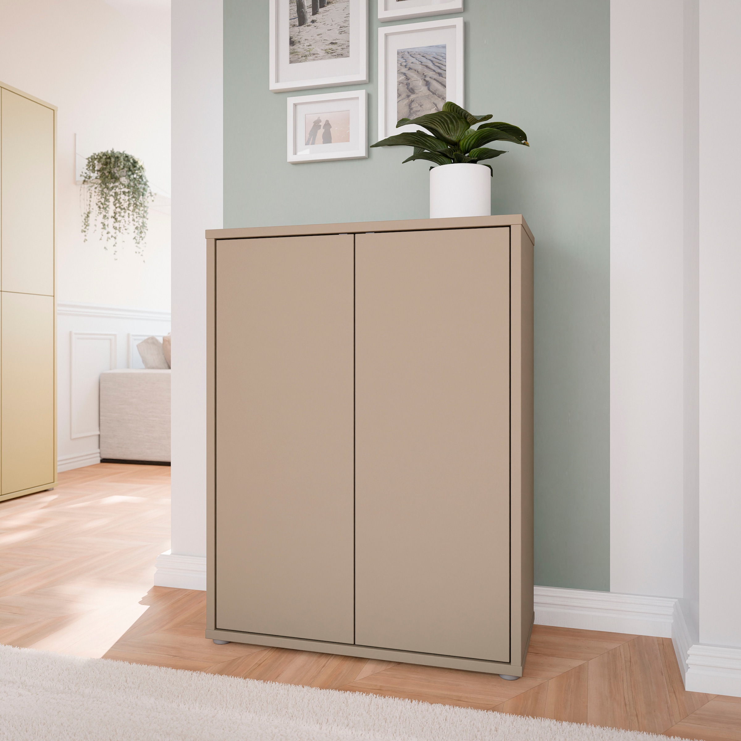 FORTE Schuhschrank »Alice Springs, Schuhschrank, Platz für 15 Paar Schuhe, 2 Türen« B/H/T 74,5/99,1/34,9 cm,  Stauraumschrank, Mehrzweckschrank, grifflose Front, Push to open