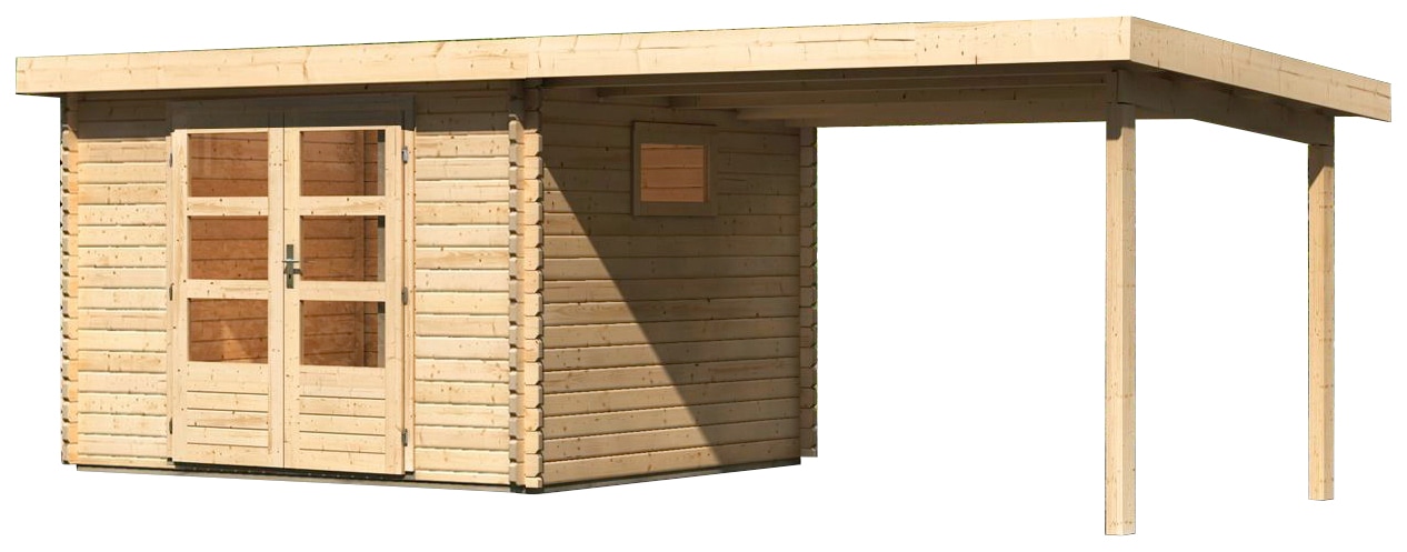 Karibu Gartenhaus »Trittau 3« mit Anbaudach und Fenster