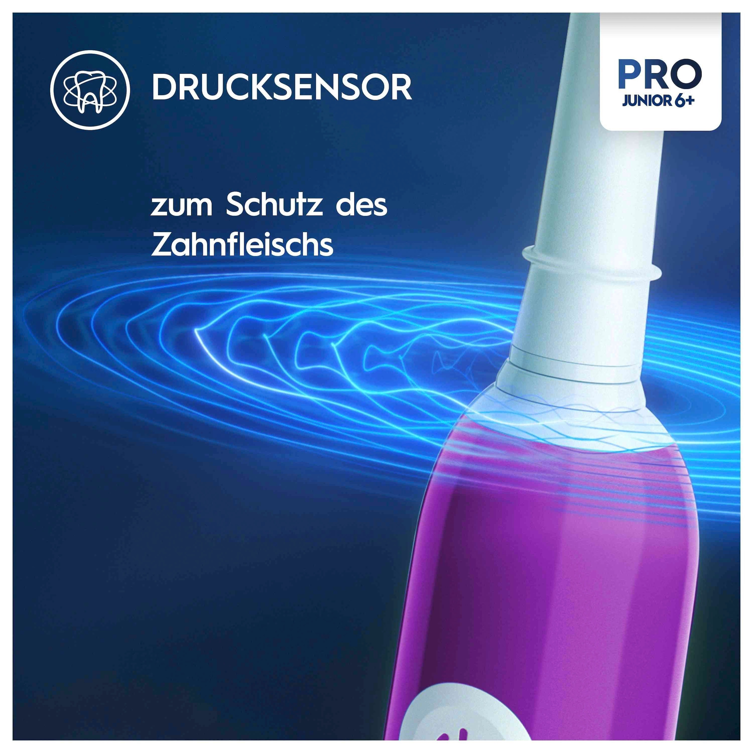 Oral-B Elektrische Zahnbürste »Pro Junior«, 1 St. Aufsteckbürsten, Drucksensor