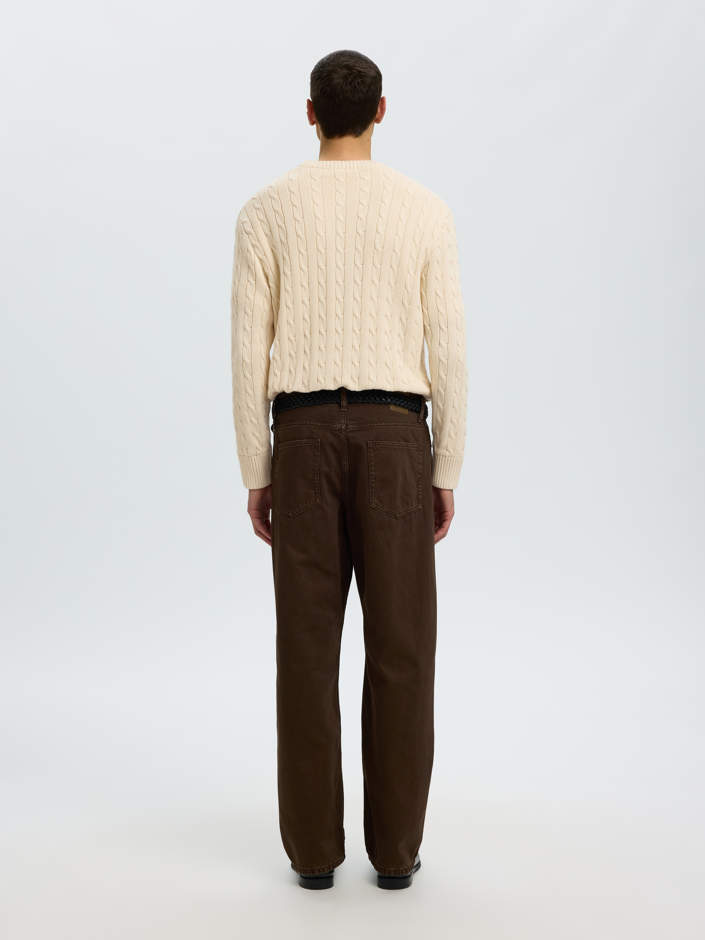 SELECTED Rundhalspullover »SLMBRAUN KNIT CABLE CREW NOOS« Baumwolle, relaxed fit