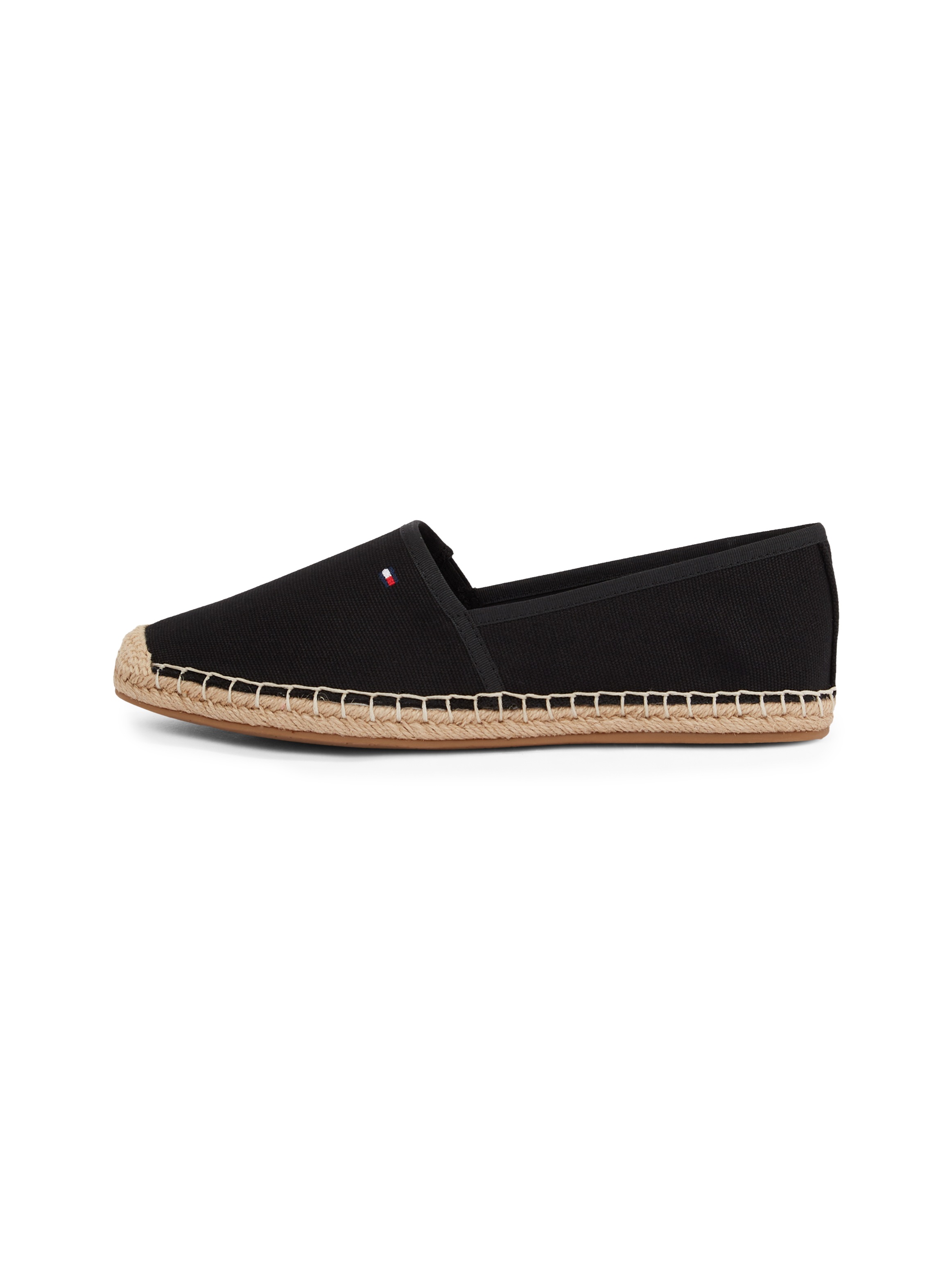 Tommy Hilfiger Espadrille »FLAG CANVAS ESPADRILLE«, Slipper, Flats, Bequemschuh mit Bastbezug und Ziernähten