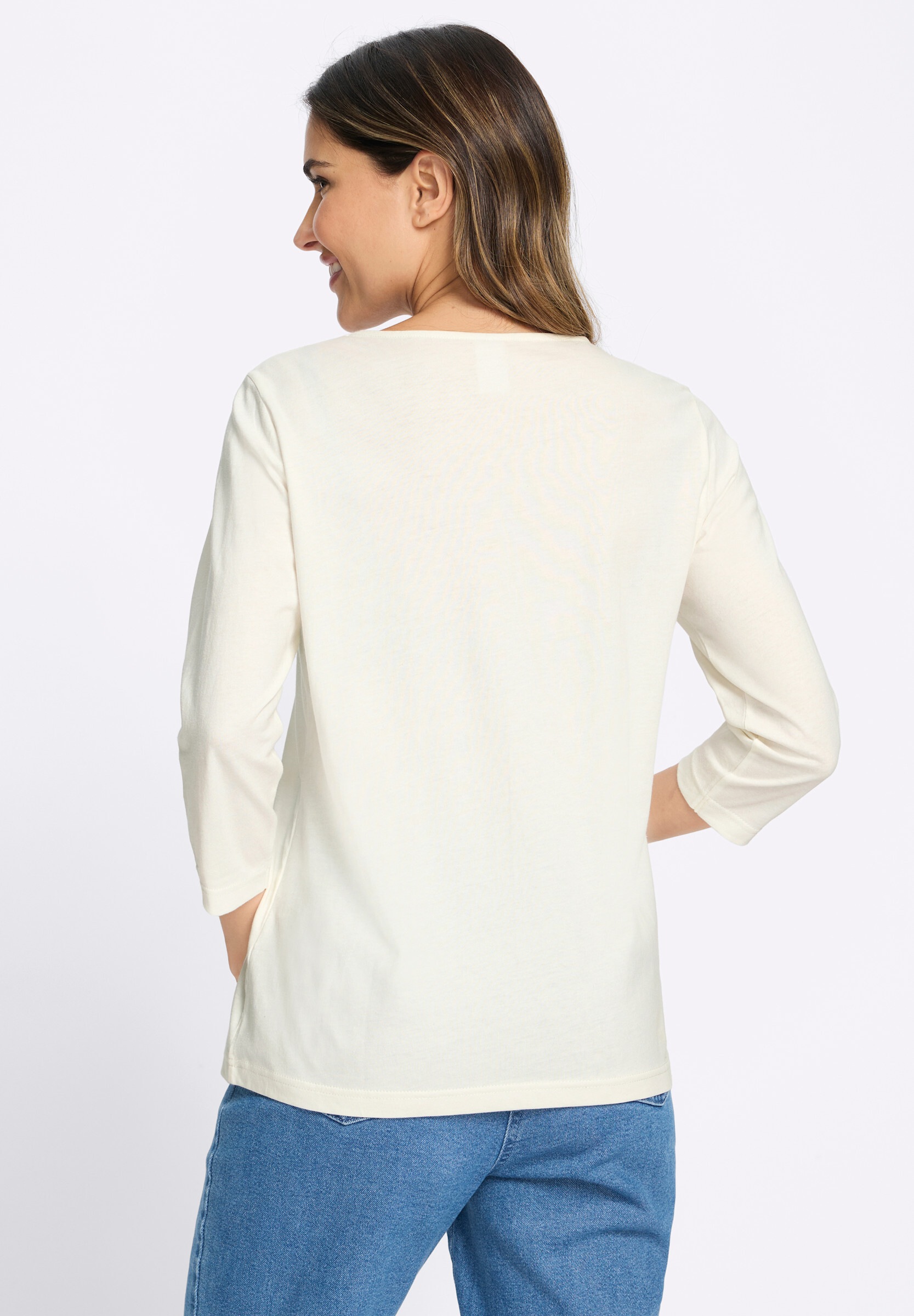 Sieh an! T-Shirt »3/4-Arm-Shirt 3/4-Arm-Shirt mit platziertem Druck«