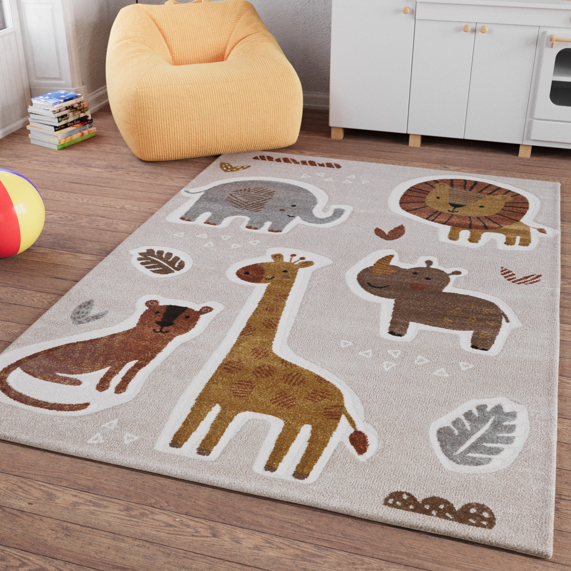 SMART KIDS Kinderteppich »Nala & Friends«, rechteckig, 10 mm Höhe, Moderner Spielteppich, strapazierfähig, pflegeleicht, Konturenschnitt