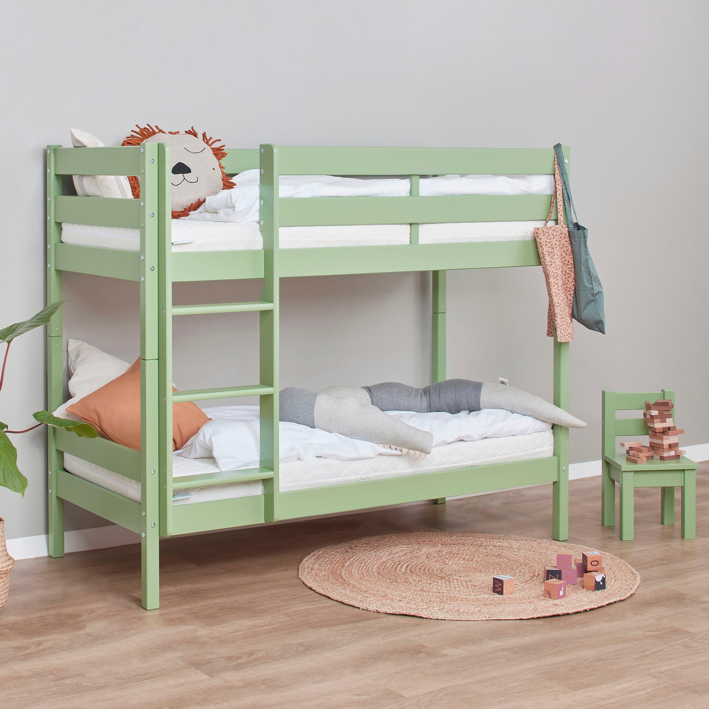 Hoppekids Etagenbett »ECO Comfort Kinderbett 90x200 oder 70x160 aus Massivholz in 4 Farben« TÜV, FSC und Nordisches Umweltzeichen – wahlweise mit Matratzen