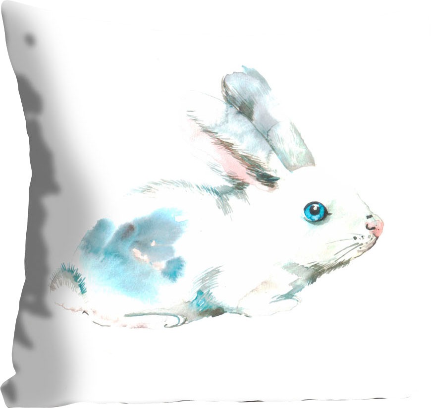 queence Dekokissen »Ezzo« mit einem blauen Hasen