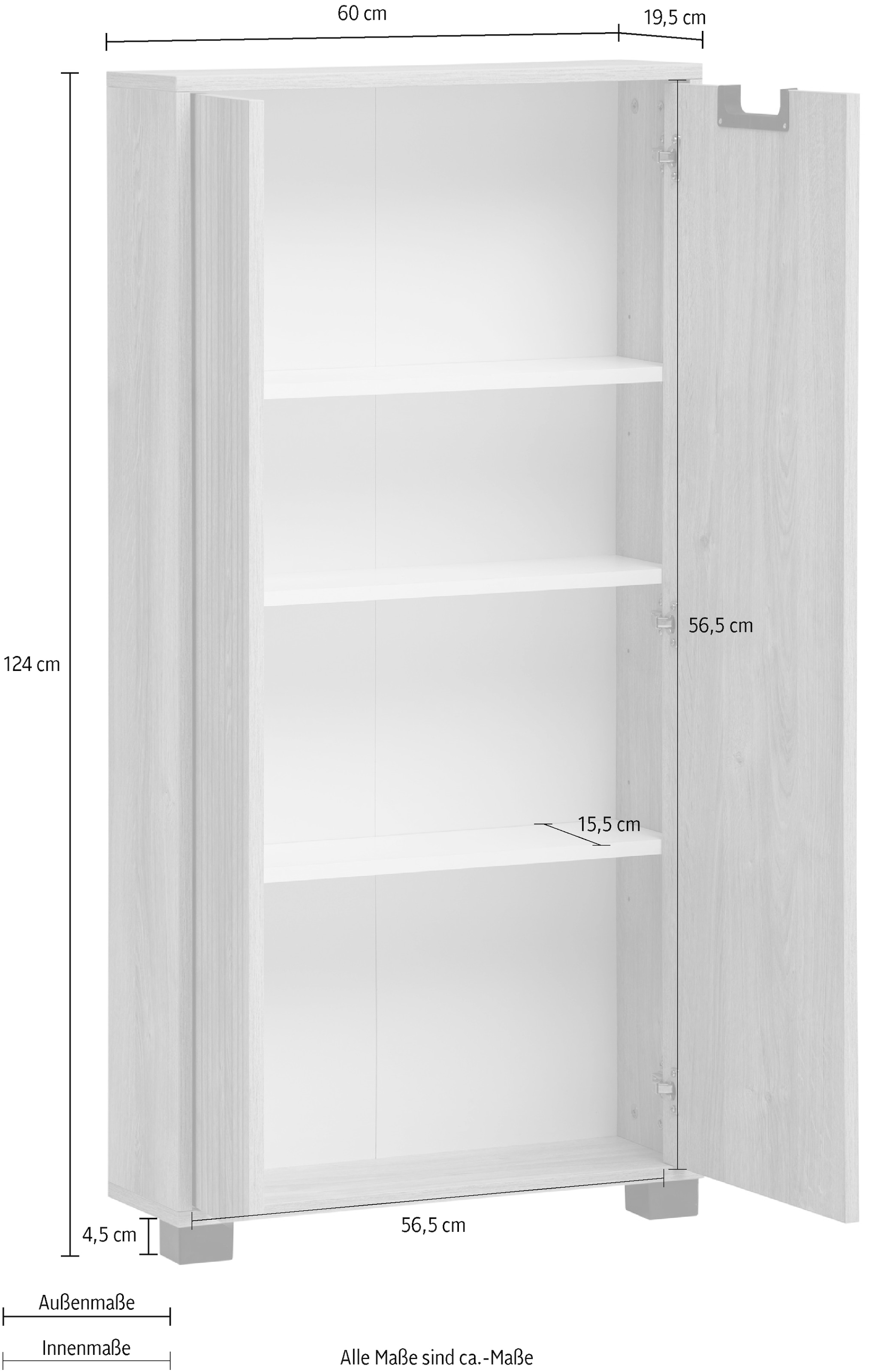 Schildmeyer Midischrank »Emmik, Breite 60 cm, platzsparend, verstellbare Einlegeböden«, Made in Germany
