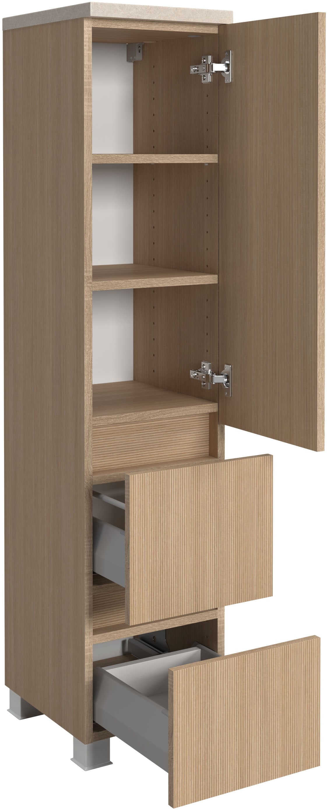 welltime Badmöbel-Set »EIXO, Set aus Spiegelschrank, Waschtisch und Midischrank«, Set 110 cm breit, Badmöbel mit LED-Beleuchtung