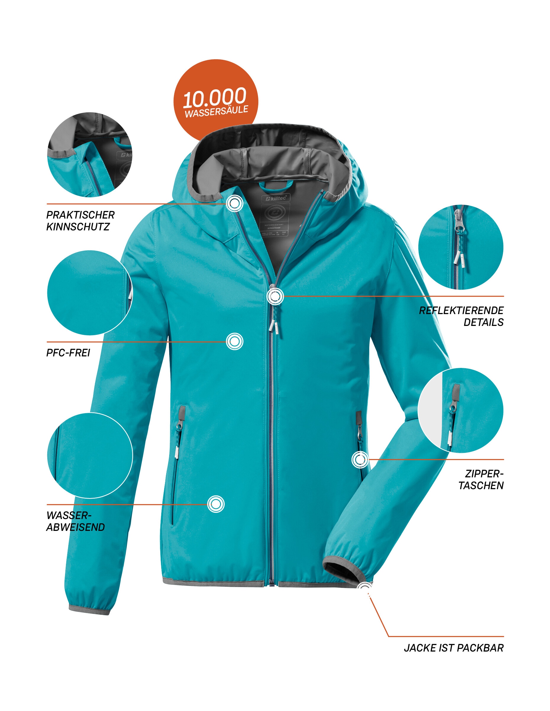 Killtec Funktionsjacke »KOS 164 GRLS JCKT«, Ultraleichte, wasserabweisende Mädchenjacke, packbar, reflektierend