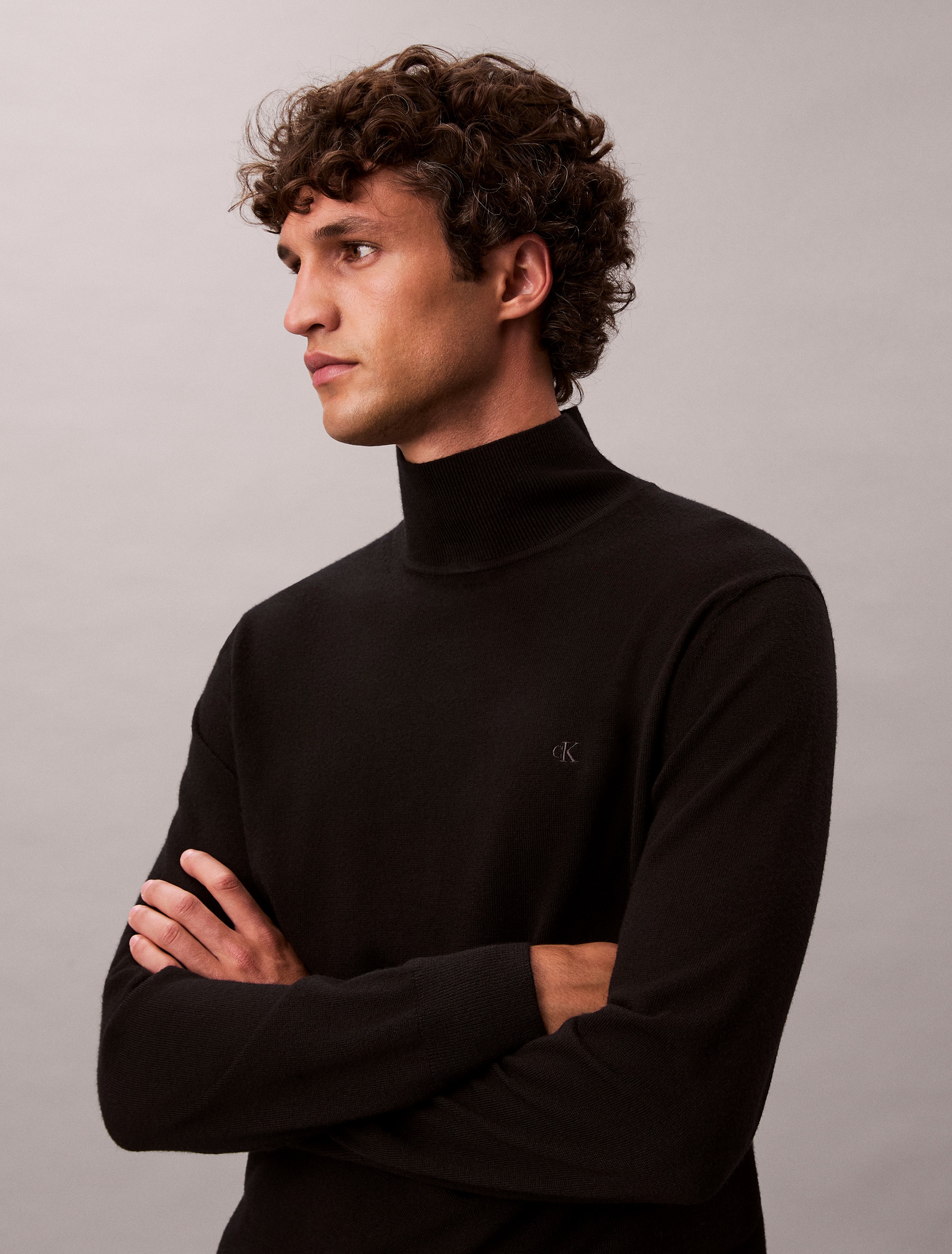 Calvin Klein Stehkragenpullover »LS MERINO MOCK NECK SWTR 14GG« Mit Rundhalsausschnitt, regular fit