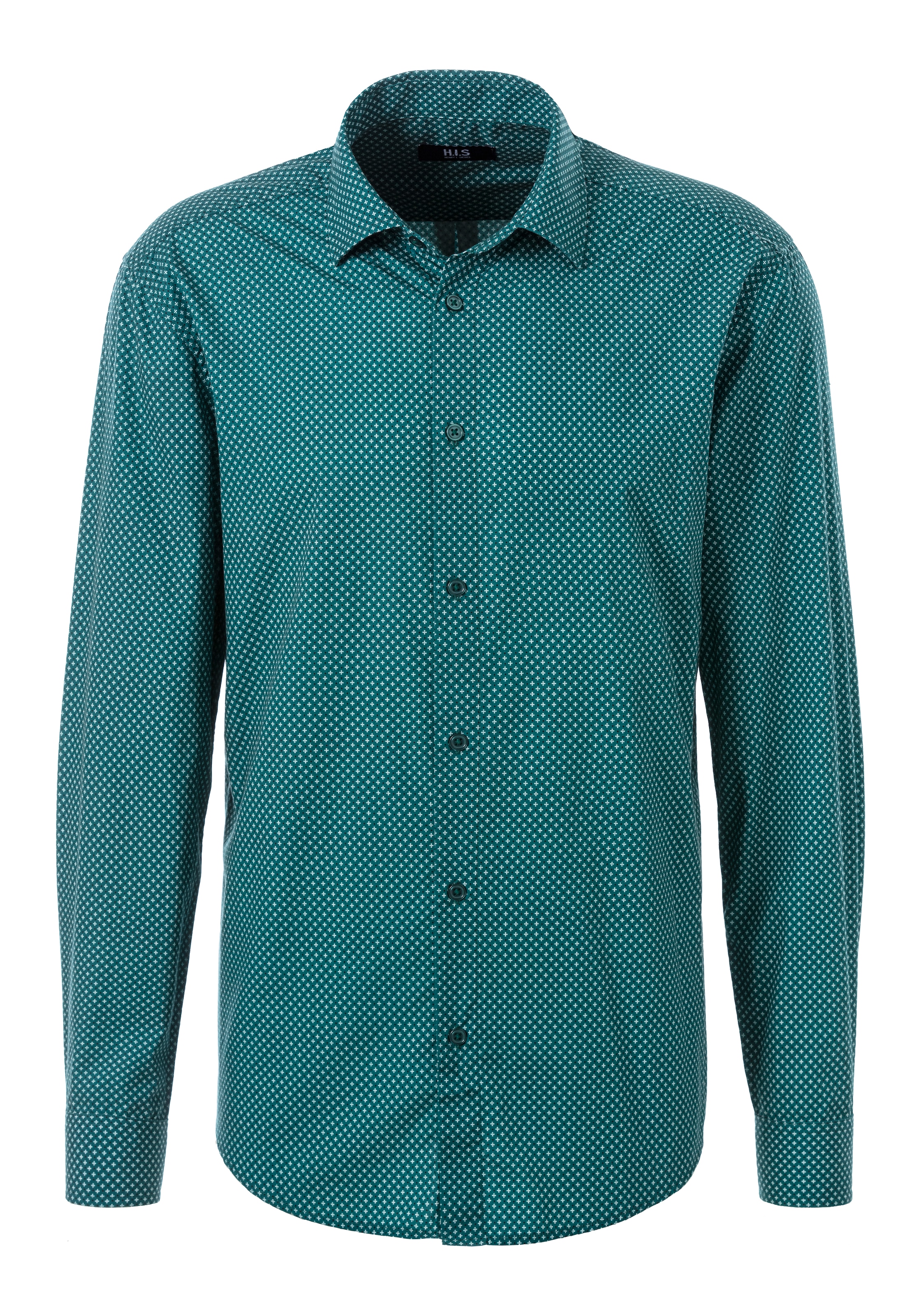 H.I.S Langarmhemd »Regular fit« mit Haifischkragen und allover Print aus reiner Baumwolle