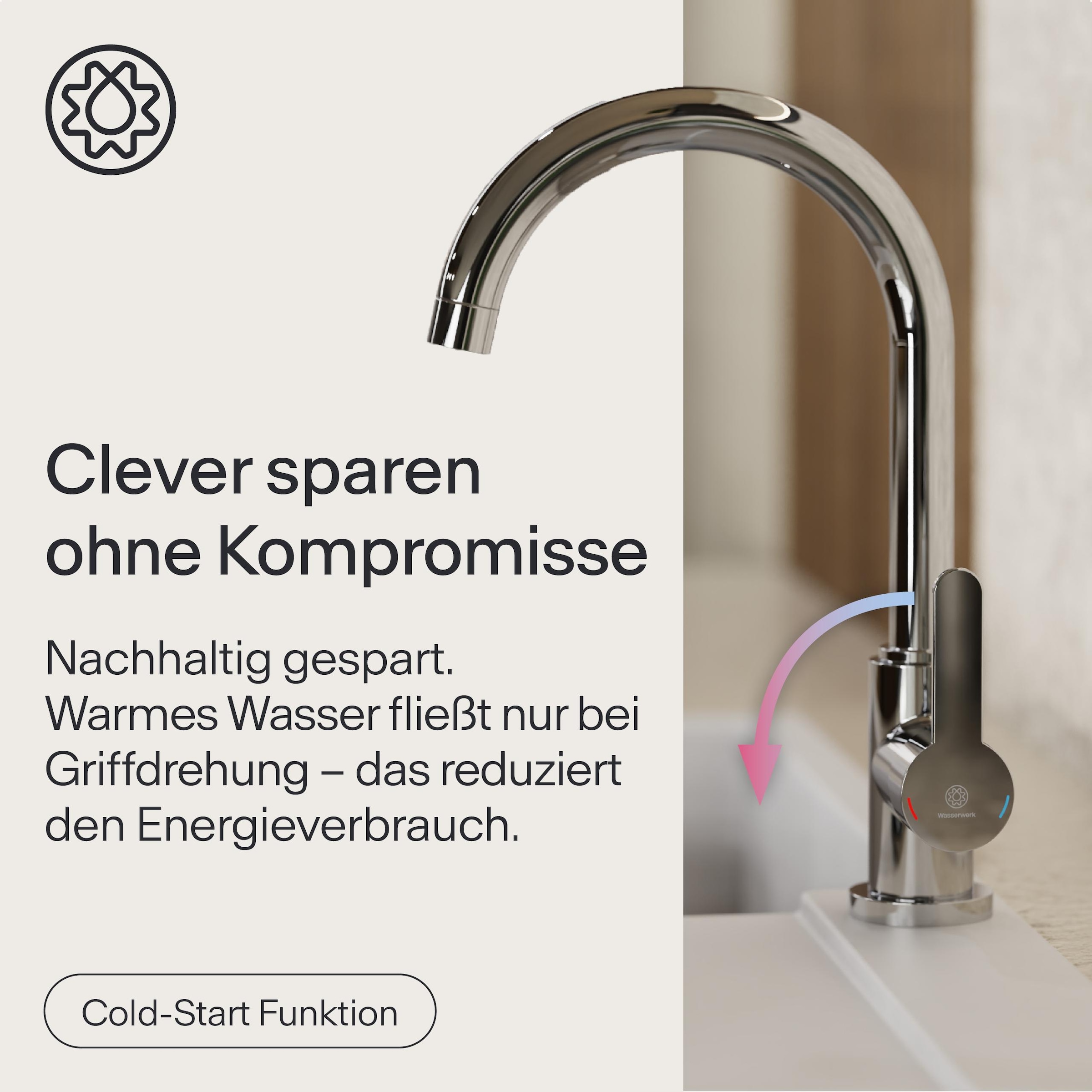 WASSERWERK Spültischarmatur »WK 5, Wasserhahn, Küche, Einhebelmischer« 360° schwenkbar, Cold-Start-Funkt., geräuscharm