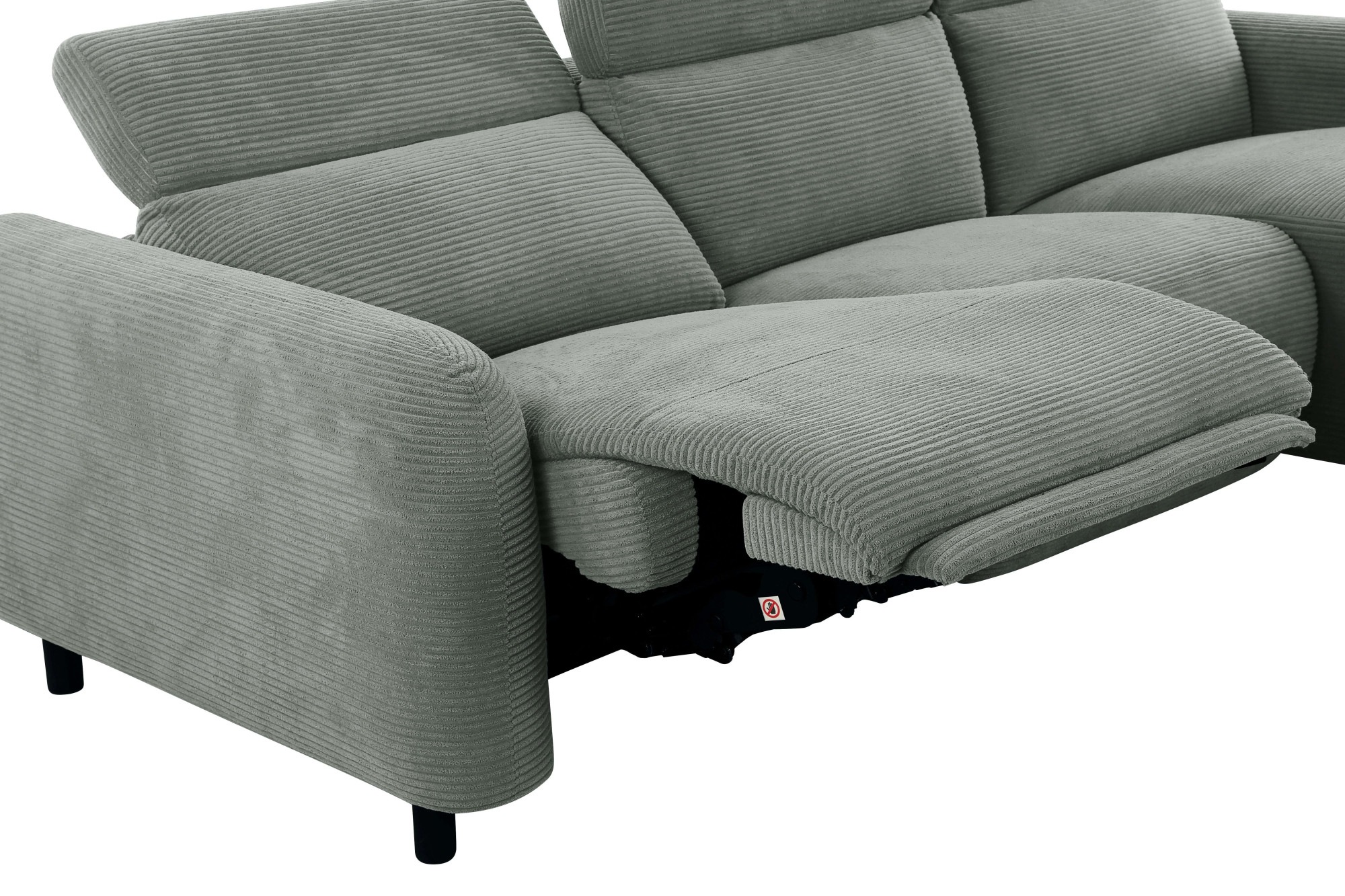 Home affaire Ecksofa »SKAANE in Cord, L-Form, 274 cm, manuelle u. elektrische Funktion,«, rundes Design, Kopfteilverstellung, Federkernpolsterung