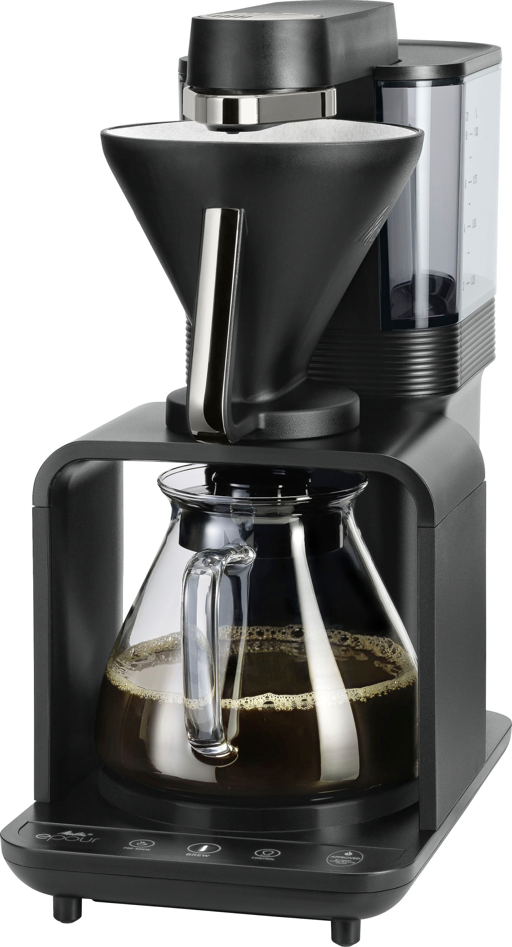 Melitta Filterkaffeemaschine »epour® 1024-11 Schwarz/Silber«, 1 l Kaffeekanne, Papierfilter, 1x4