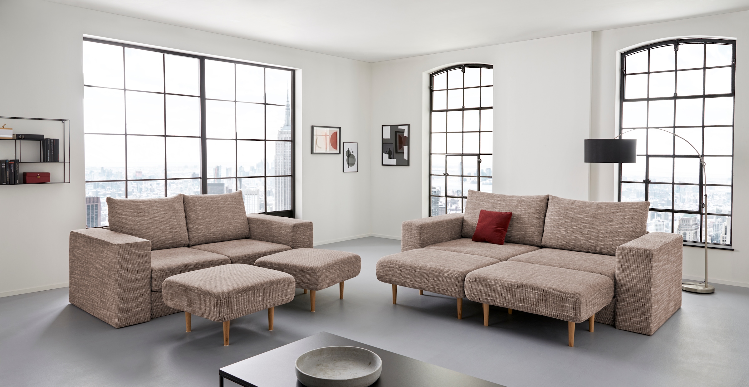 LOOKS by Wolfgang Joop 3,5-Sitzer »Looksv«, Verwandlungssofa: aus Sofa wird Sofa mit 2 Hockern