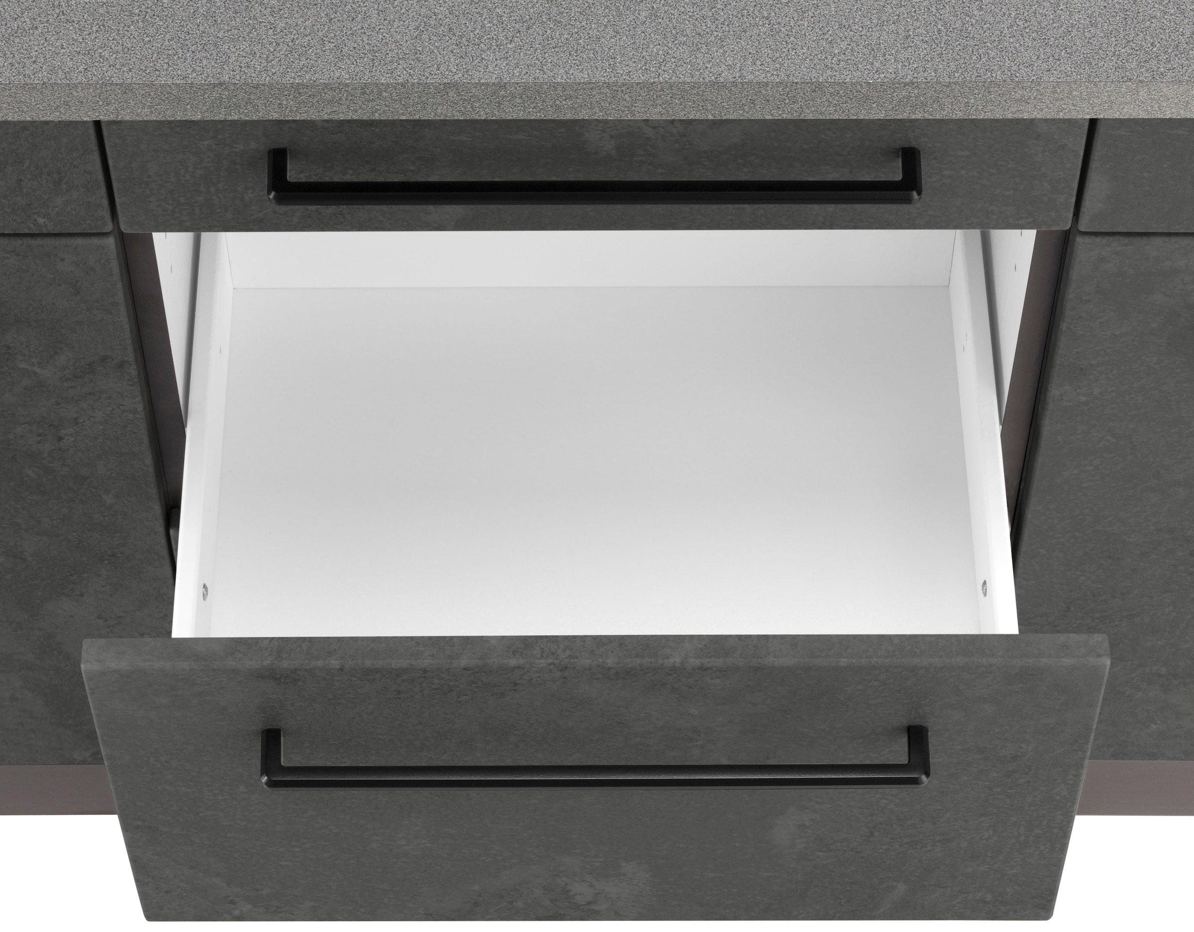 KOCHSTATION Küchenzeile »KS-Tulsa« mit E-Geräten, Breite 380 cm, schwarze Metallgriffe, MDF Fronten