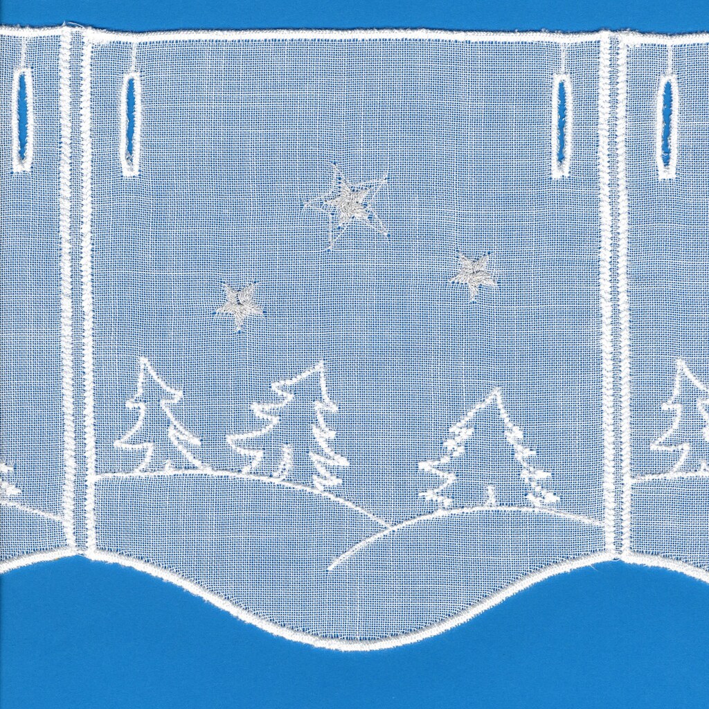 Gerster Scheibengardine nach Maß »Alexa«, (1 St.), Stickereipanneau "Tannenbäume-Weihnachten"'