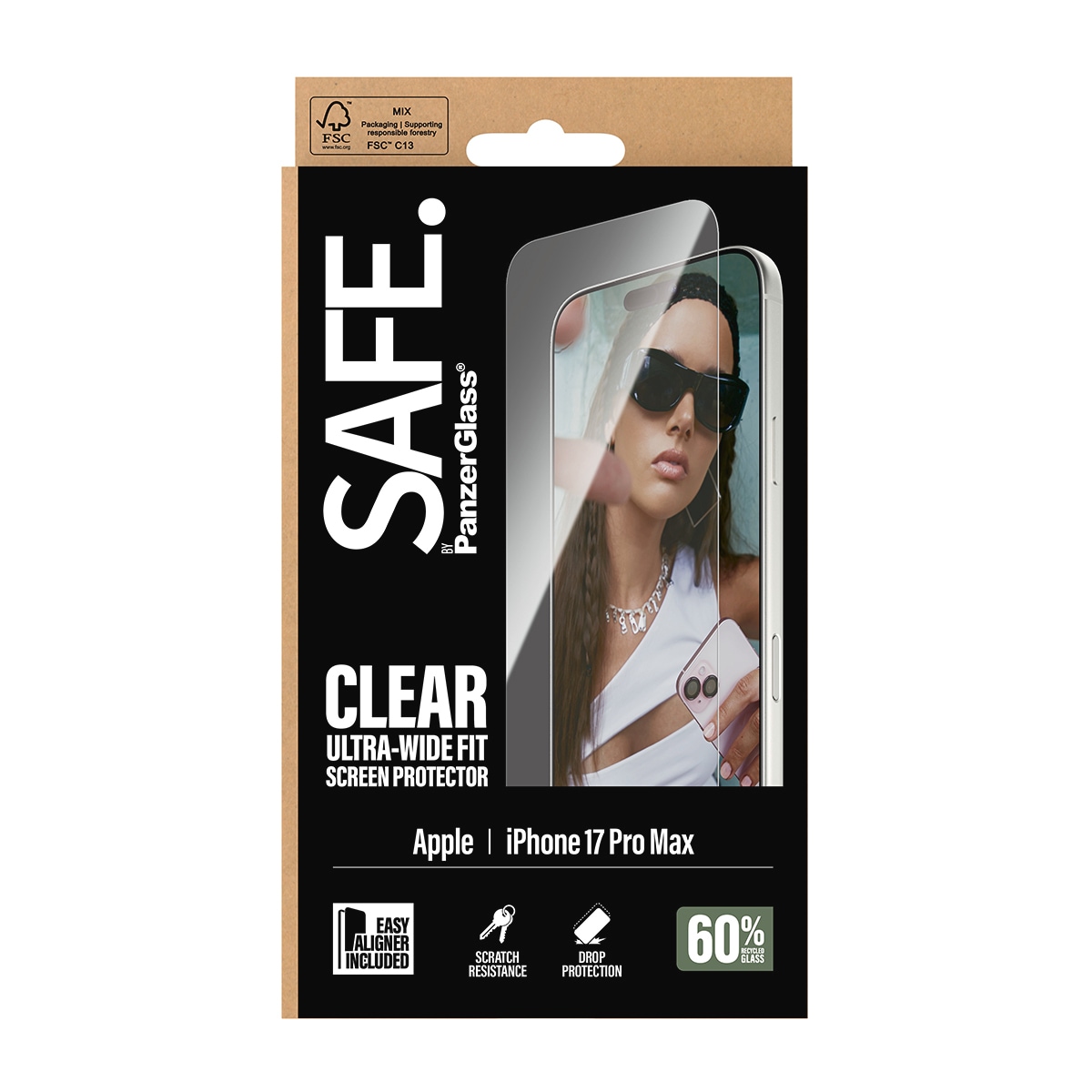 SAFE by PanzerGlass Displayschutzglas »Ultra-Wide Fit Screen Protector« für Apple iPhone 17 Pro Max Displayschutzfolie, Schutzfolie, Bildschirmschutz, kratz- & stoßfest