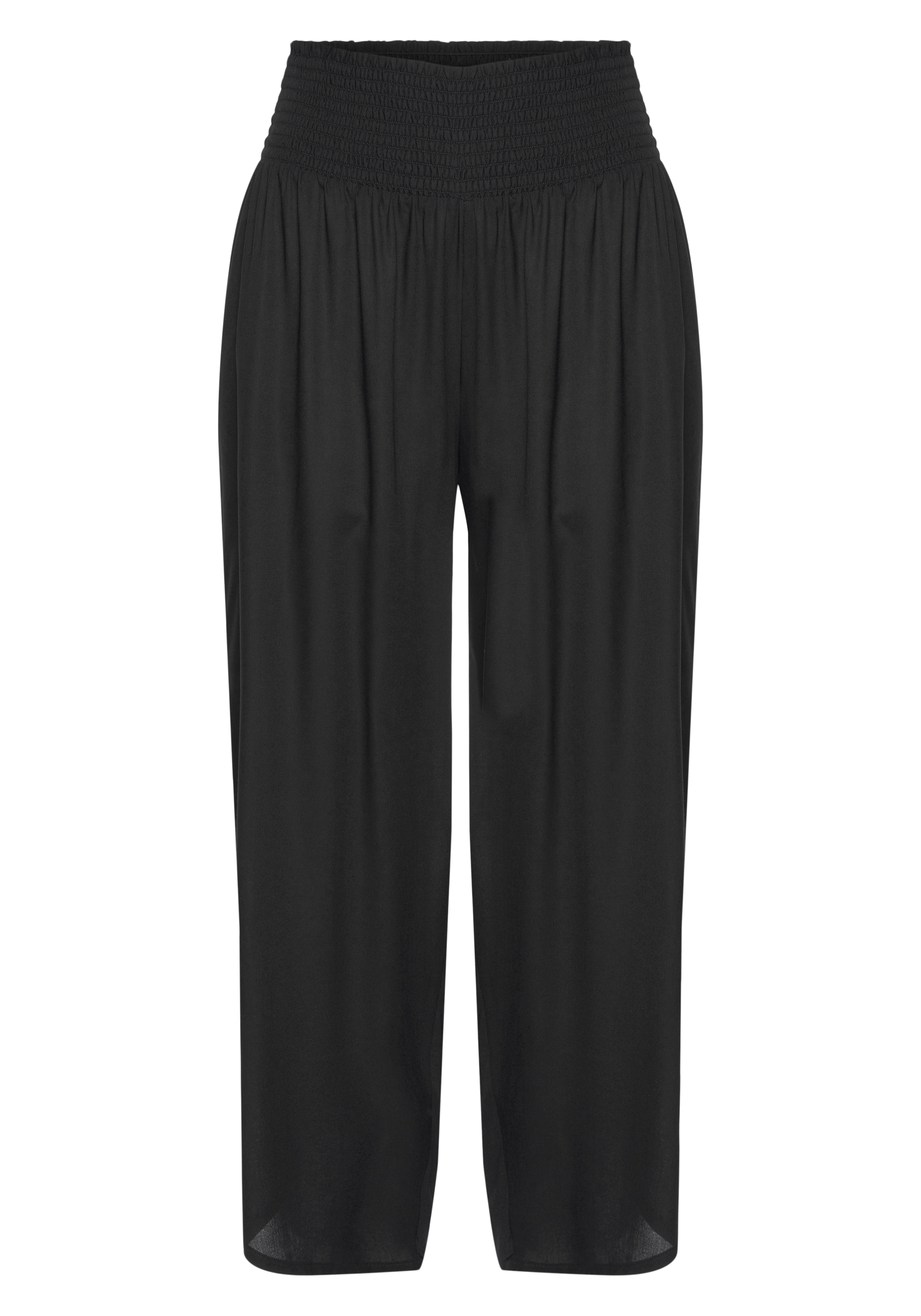 Buffalo Schlupfhose, mit bequemem Smokbund und Schlitz am Bein, Stoffhose, Strandhose