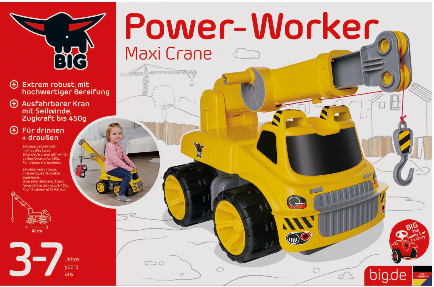 BIG Spielzeug-Kran »BIG Power-Worker Maxi-Kran«, Aufsitz-Kran, Made in Germany
