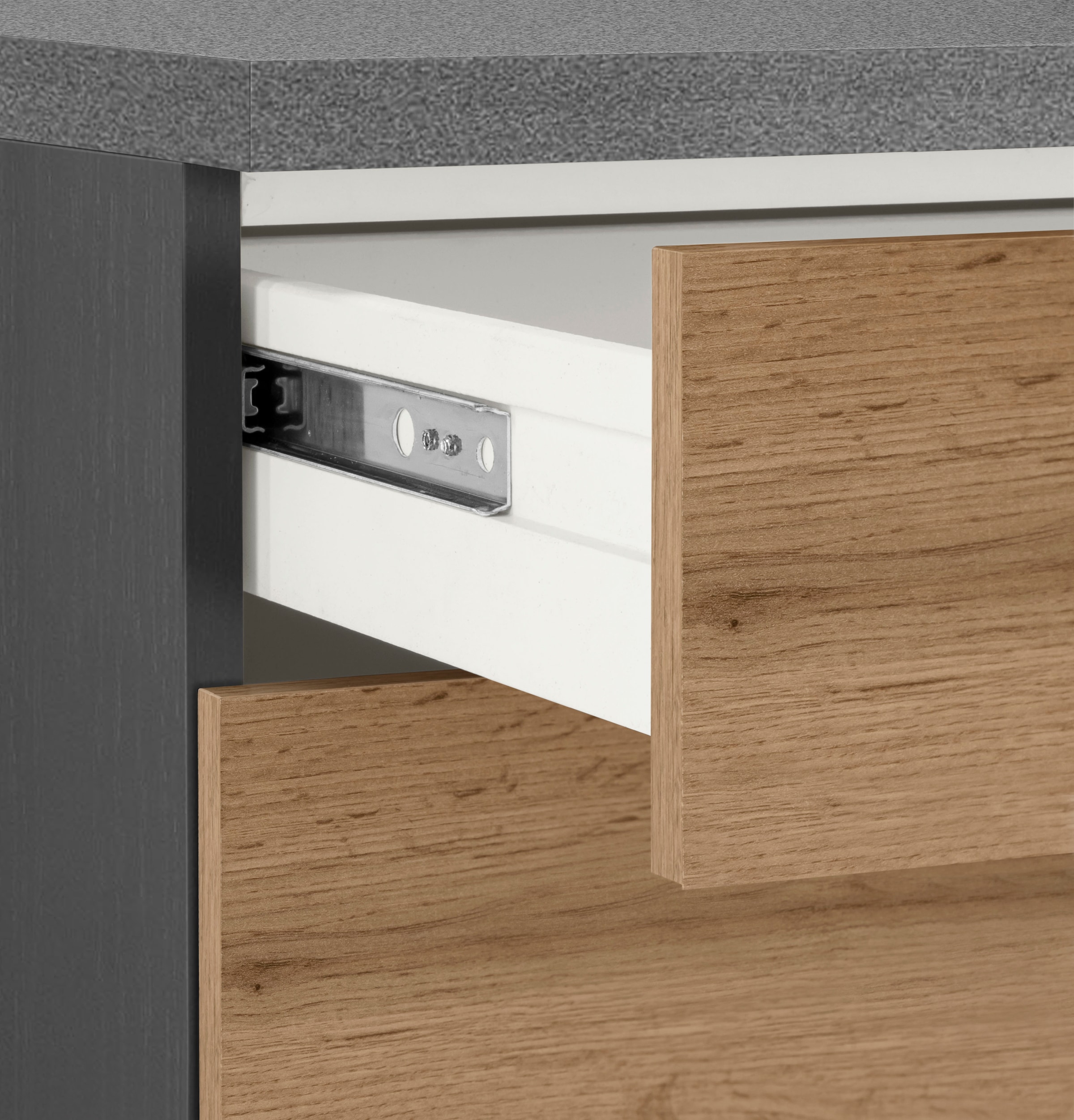 KOCHSTATION Unterschrank »KS-Colmar« 150 cm breit, 2 Schubkästen, 2 Türen, 6 Fächer, für viel Stauraum