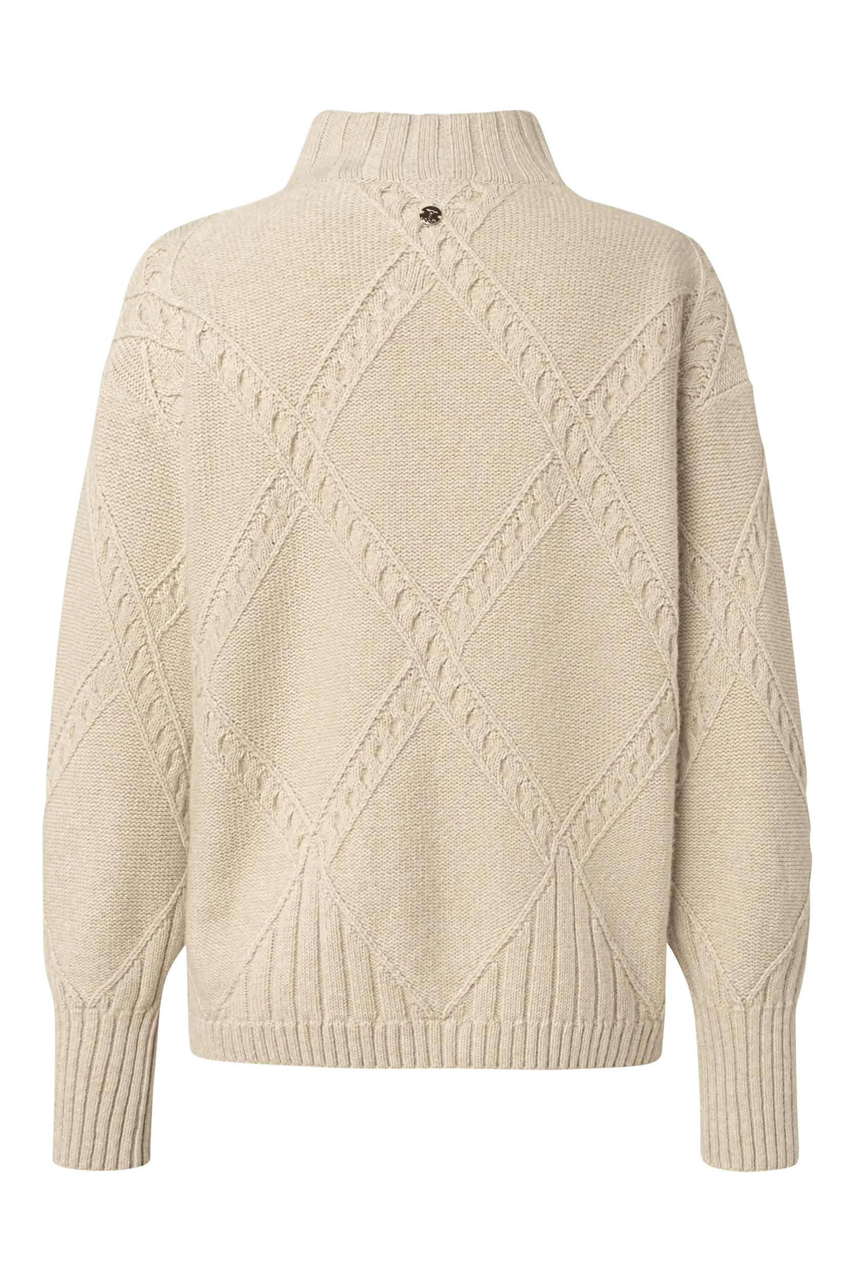 JOOP! Stehkragenpullover »Konfia« Rautenmuster mit integrierten Zopfstrickdetails, breite Rippbündchen