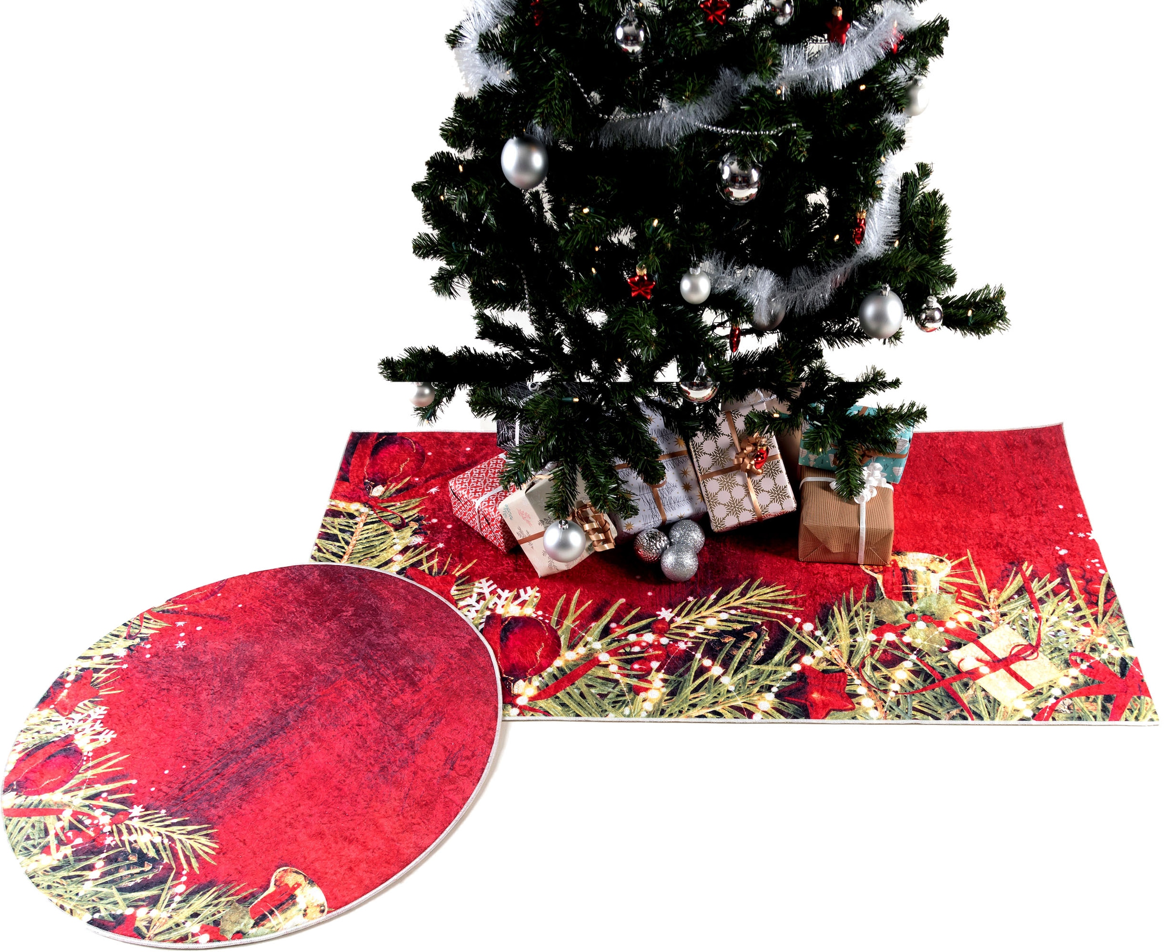 Sehrazat Teppich »Christmas 1225«, rechteckig, 5 mm Höhe, Weihnachten, waschbar, Unterlage Weihnachtsbaum
