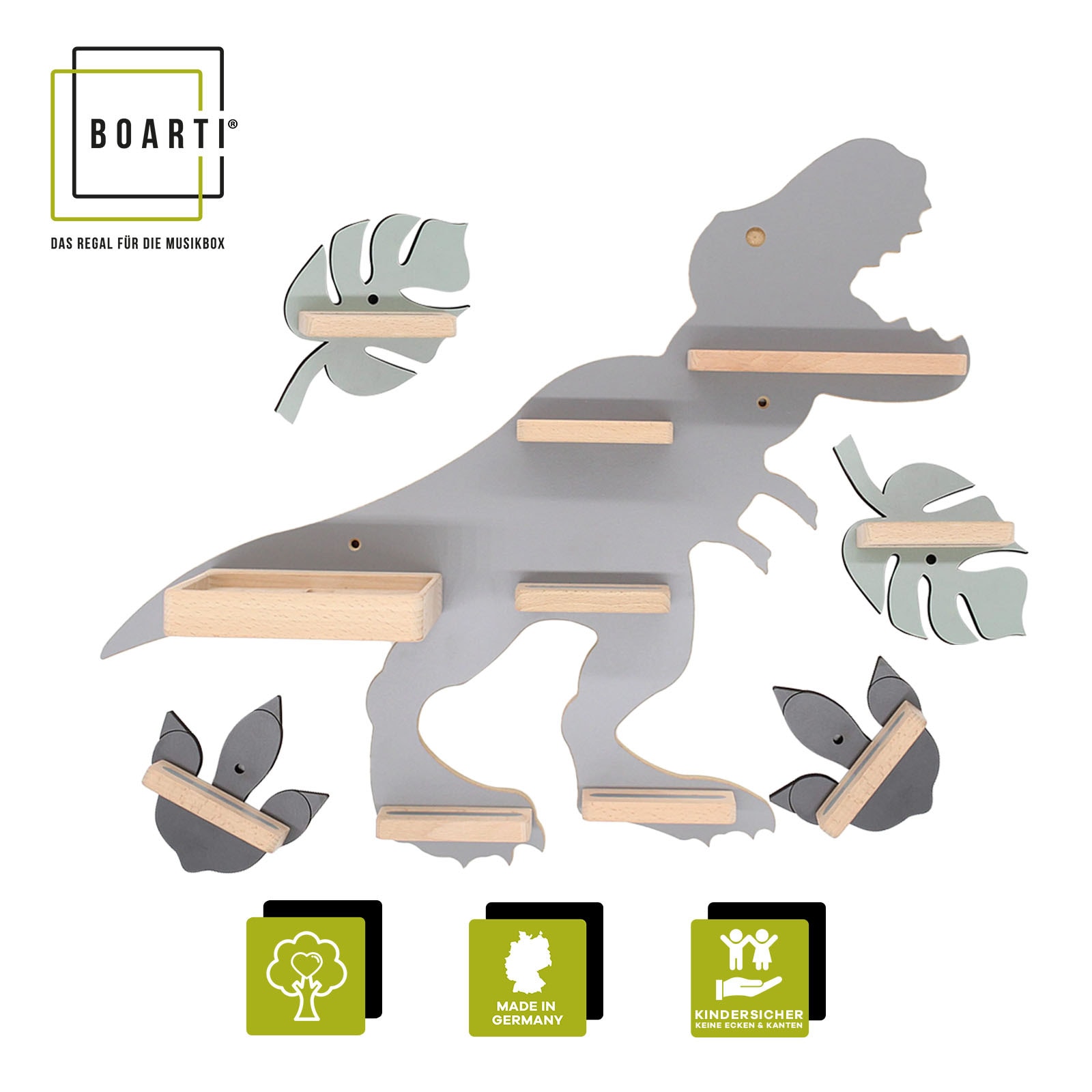 Boarti Wandregal »Regal Dinosaurier Kinder Toniebox Tonies Figuren« 5 Stk. tlg.