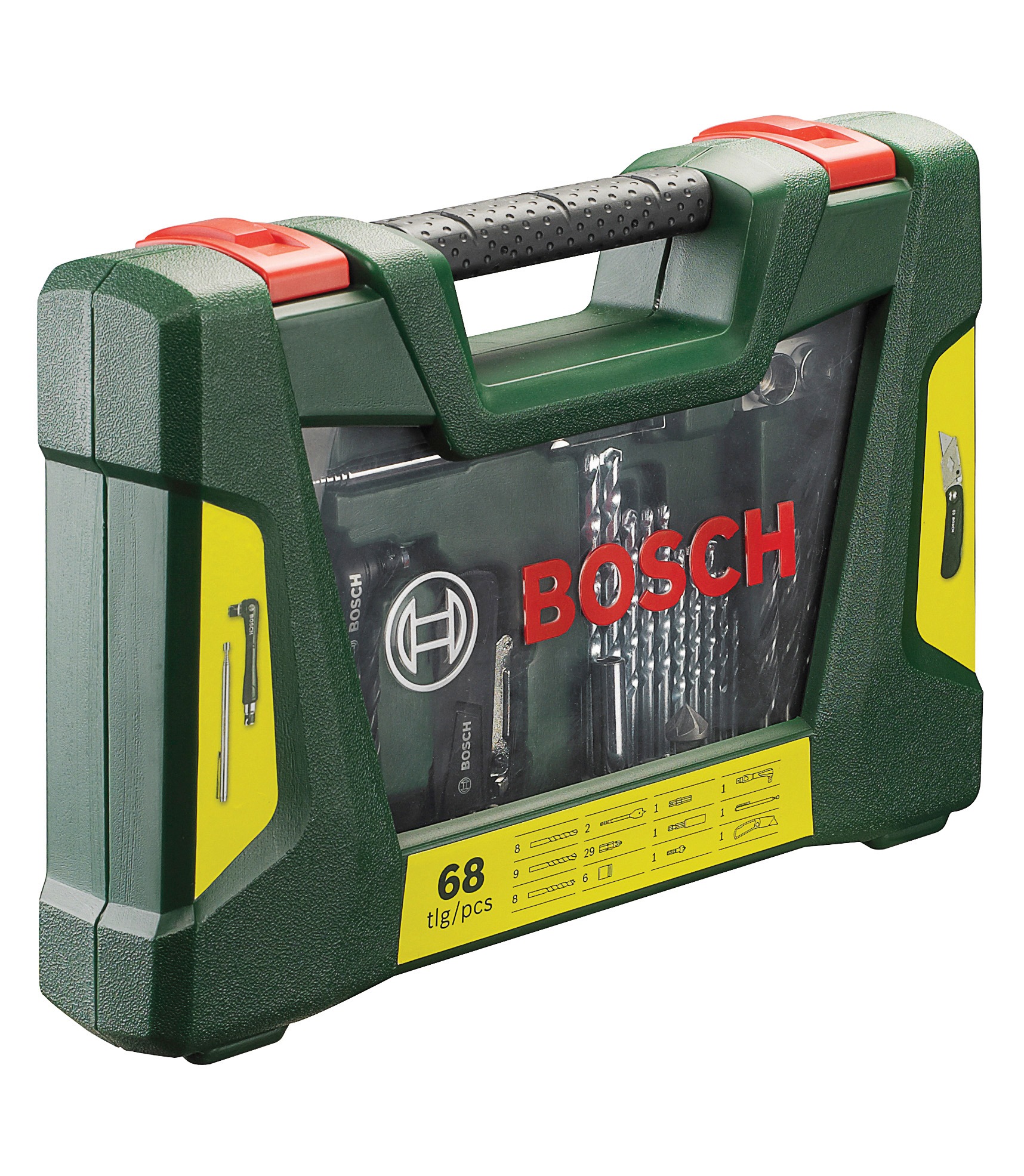 Bosch Home & Garden Werkzeugset »V-Line«, 68-tlg., Bohrer- und Bits, Klappmesser, Magnetstab, Winkelschrauber