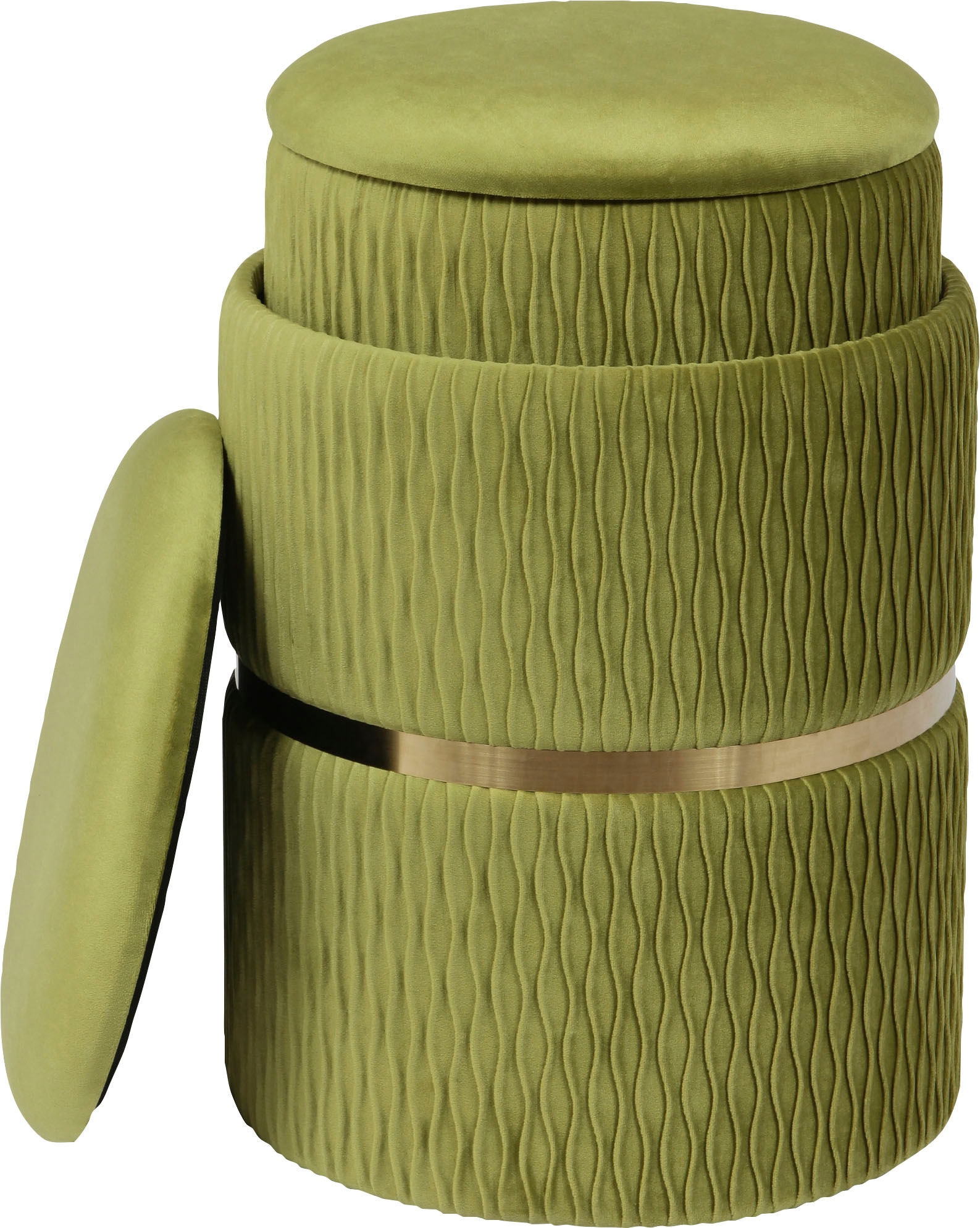 Kayoom Sitzhocker »Hocker Milas 2er-Set, Praktischer und versteckter Stauraum«, (Set, 2 St.), stapelbar, mit Stauraum, Edelstahlsockel, Farbenfroh unaufdringlich