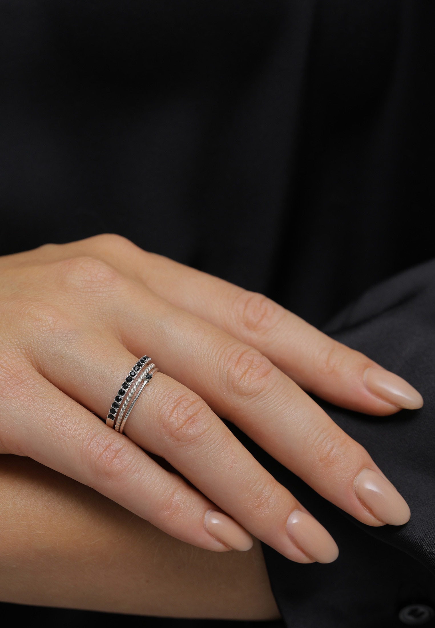 Elli Ring-Set »Ring Stapelring Kristalle 3er Set 925 Silber«