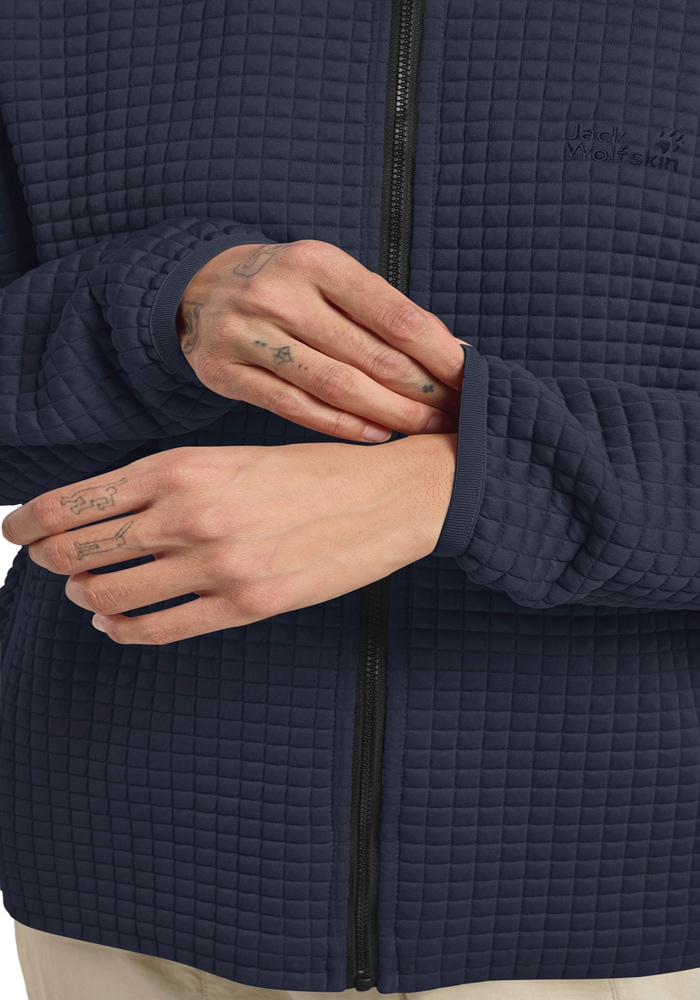 Jack Wolfskin Fleecejacke »MOGARI HOODED FZ W« mit Kapuze atmungsaktiv, leicht, Übergangsjacke, Waffel-Optik