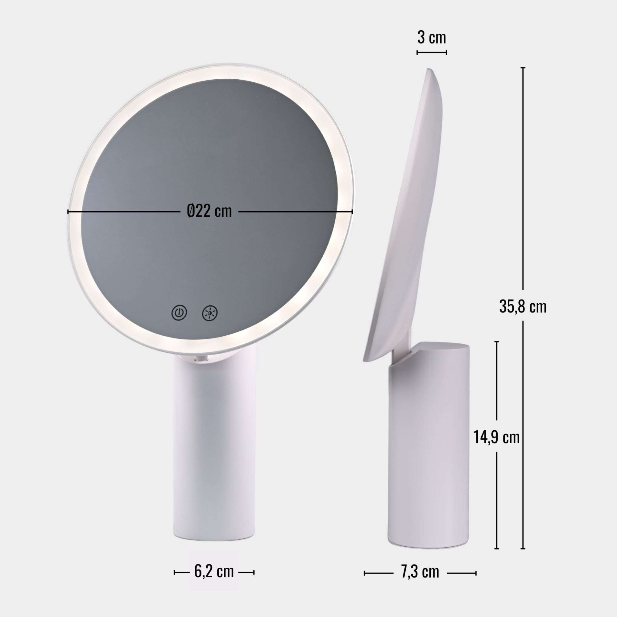 Loevschall Schminkspiegel »Bridget Kosmetikspiegel mit Licht, stufenlos dimmbar & Touch Steuerung« Kippbar, Lichtfarben wählbar, kabellos, ideal für Bad und Schlafzimmer