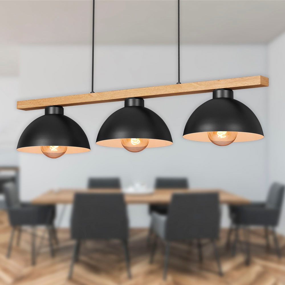 Briloner Leuchten Pendelleuchte »4046035 POLA«, Leuchtmittel E27 | ohne Leuchtmittel, 3-flammig, Holz, Hängeleuchte, max. 40 W, exkl. E27