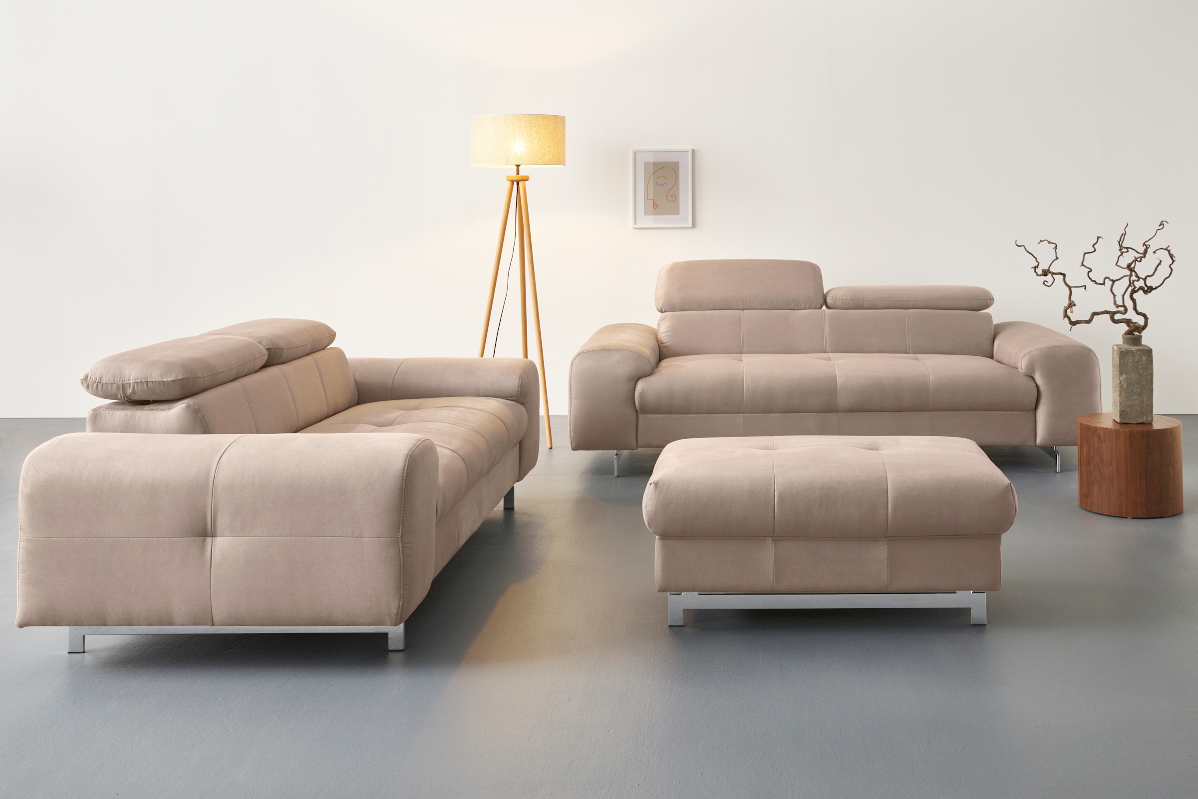 COTTA 2-Sitzer »Chef« Big-Sofa mit Kopfteilverstellung, edle Metallkufen