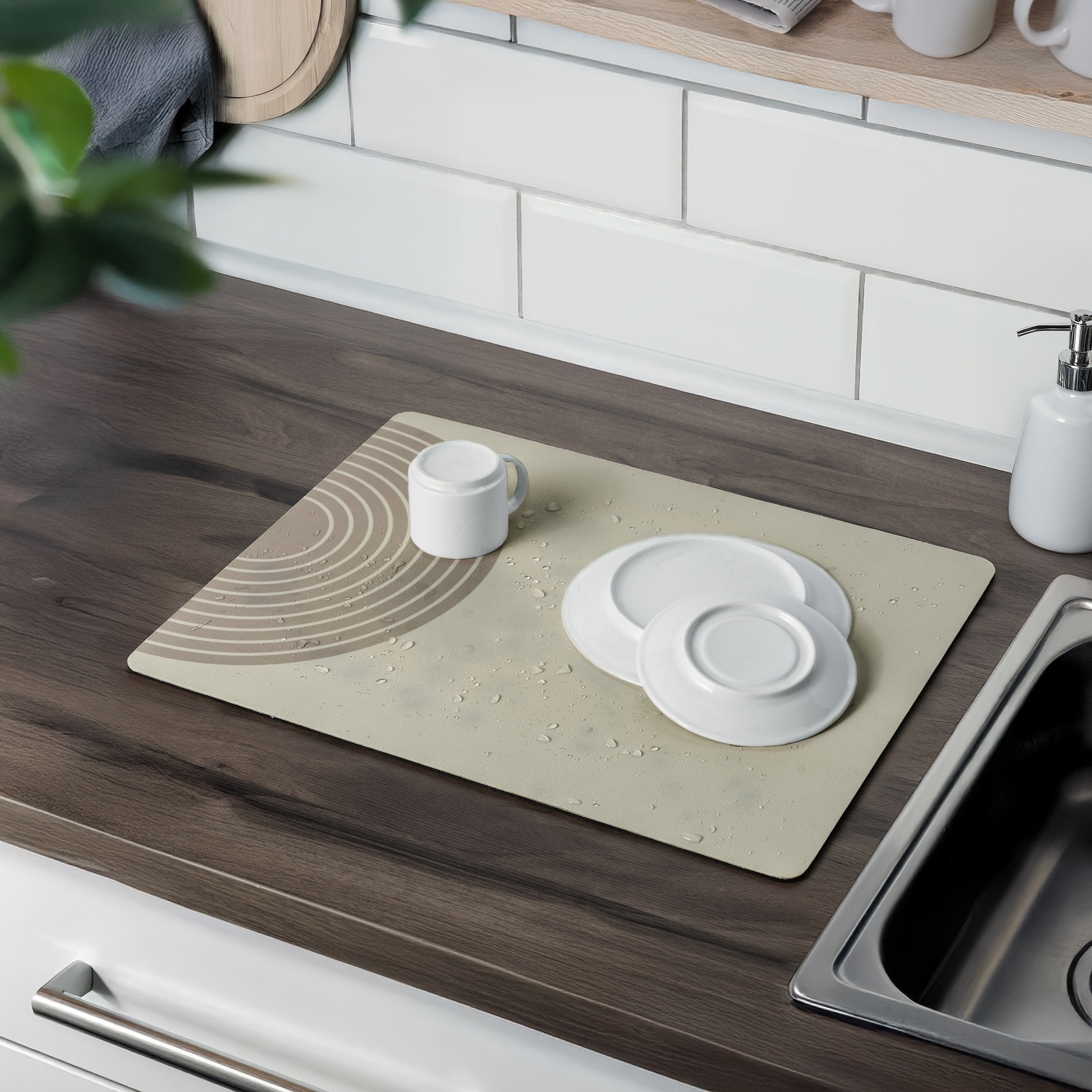 WENKO Abtropfmatte »Modell Dima« Spülmatte mit Diatomitpartikeln, einrollbar, schnelltrocknend