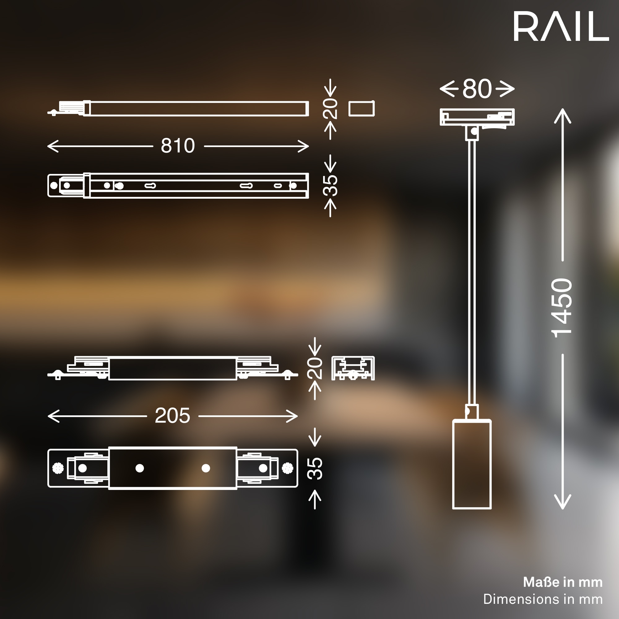 Briloner Leuchten Schienensystem-Sets »RAIL« LED-Board 7 Stk. Schienensystem Rail 1,5 m Schwarz 4,5W Decke Wohnzimmer Büro Küche