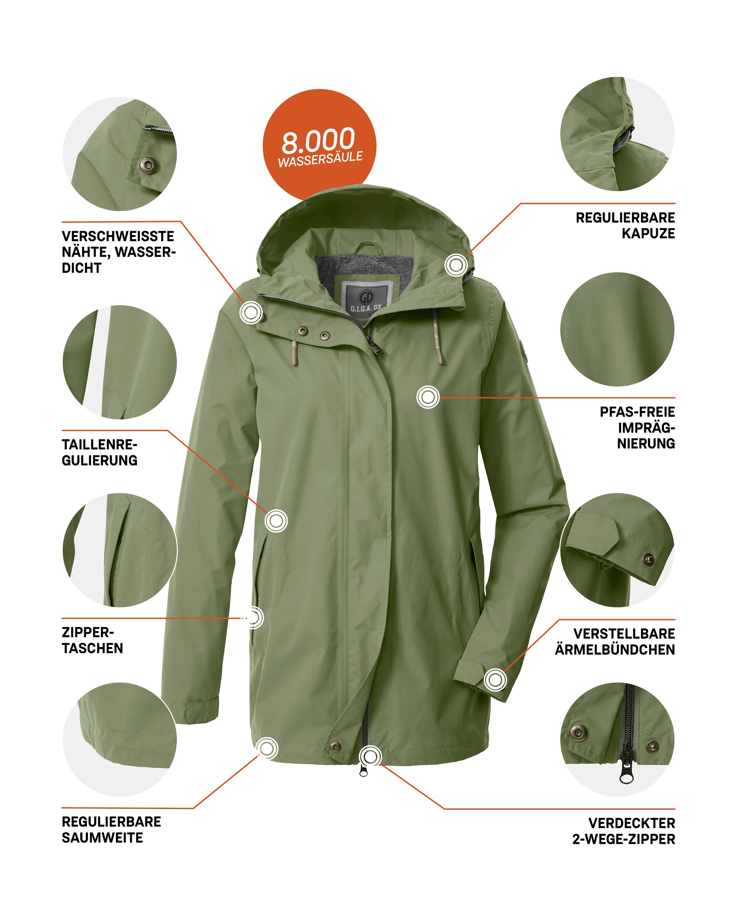 G.I.G.A. DX by killtec Funktionsjacke »Damen Funktionsjacke OOGS 1«, Wasser- und winddichte Damenjacke, regulierbar, PFAS-frei imprägniert