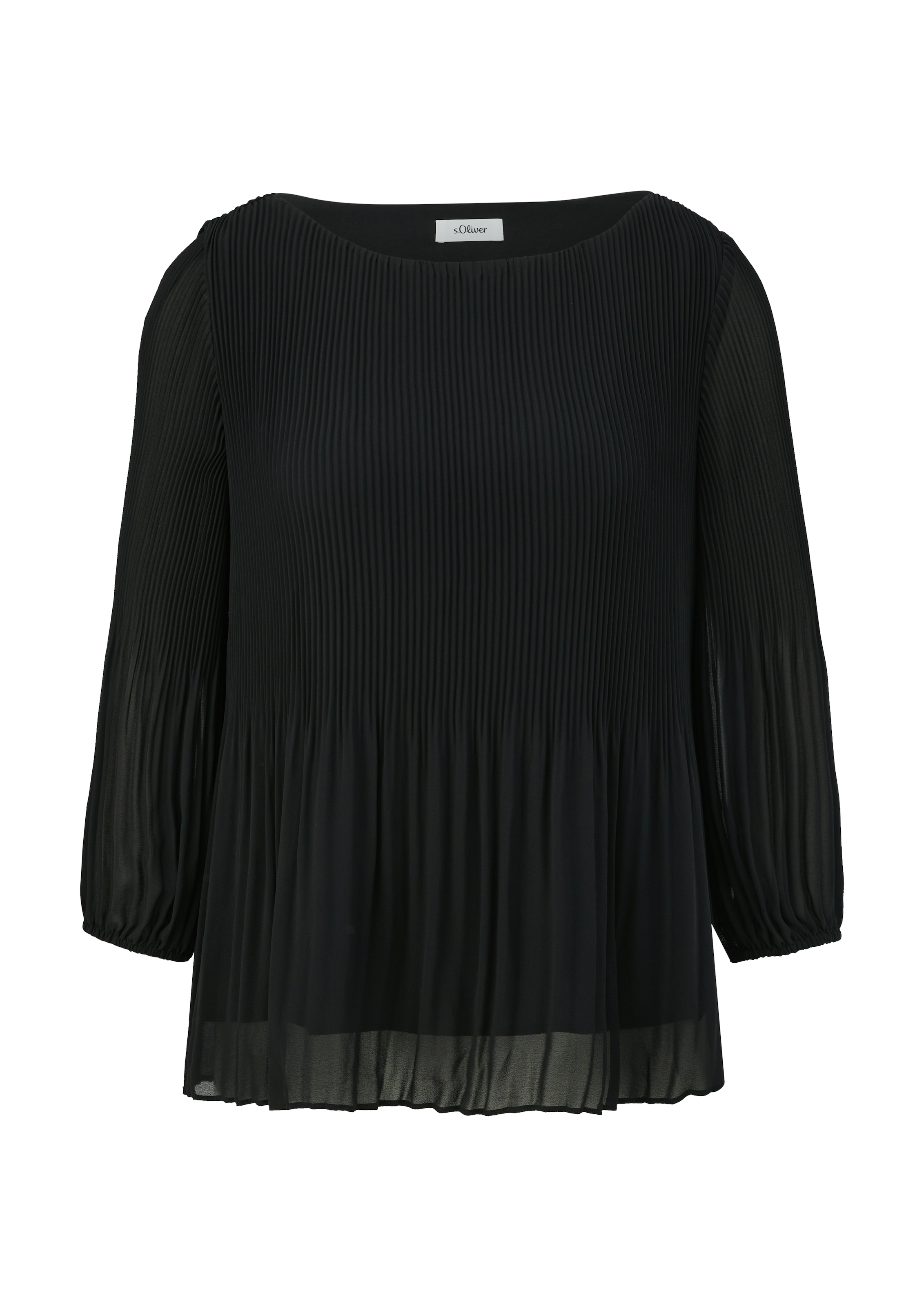 s.Oliver BLACK LABEL Plisseebluse, langarm in halbtransparentem Look