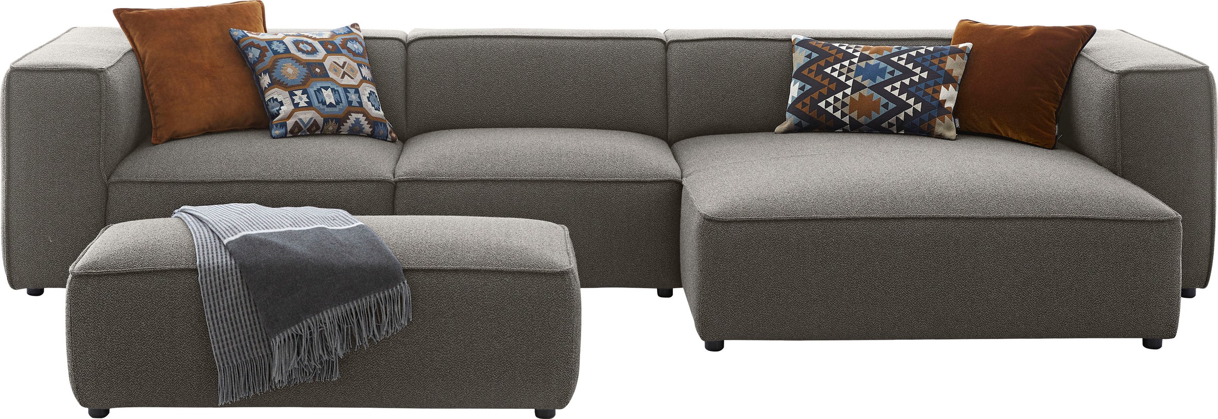 W.SCHILLIG Ecksofa »around-the-block Mega Sofa, viel Platz und hoher Sitzkomfort, L-Form« mit eleganter Biese, mit Federkern, Breite 341 cm