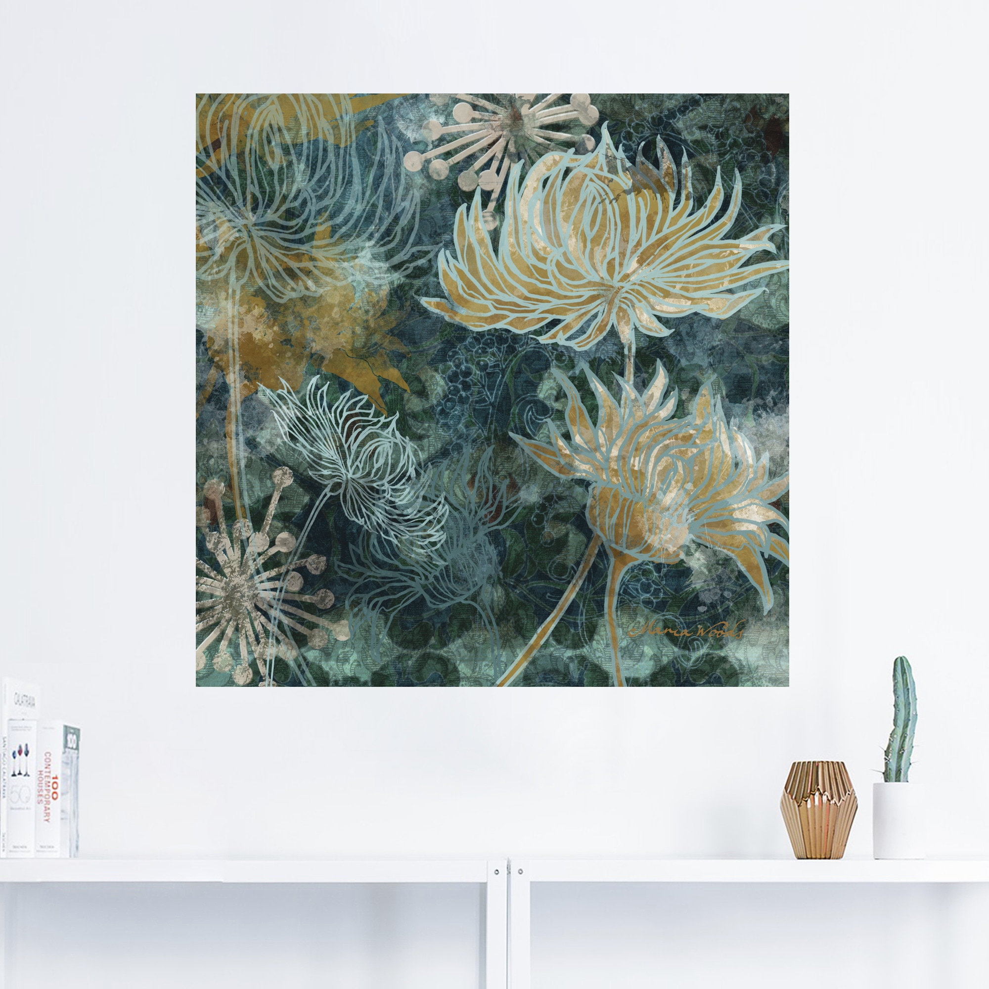 Artland Wandbild »Blaue Chrysanthemen I«, Blumen, (1 St.), als Alubild, Outdoorbild, Leinwandbild, Poster, Wandaufkleber